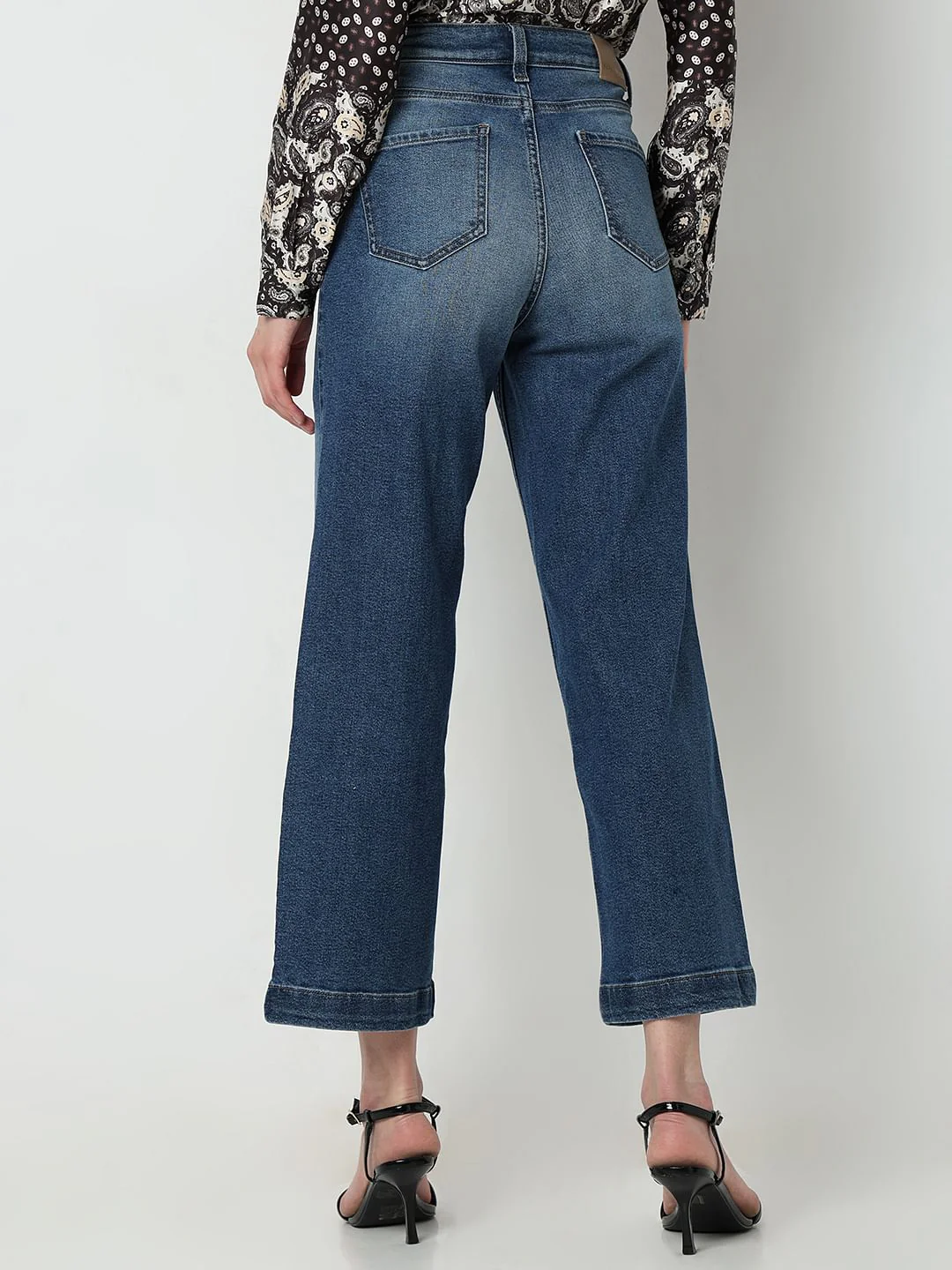 Blue High Rise Buttoned Zoey Wide-Leg Jeans - Image 4