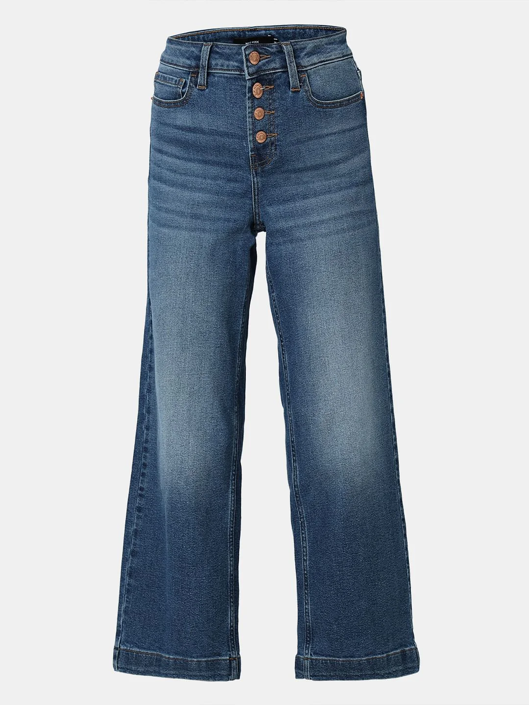 Blue High Rise Buttoned Zoey Wide-Leg Jeans - Image 7
