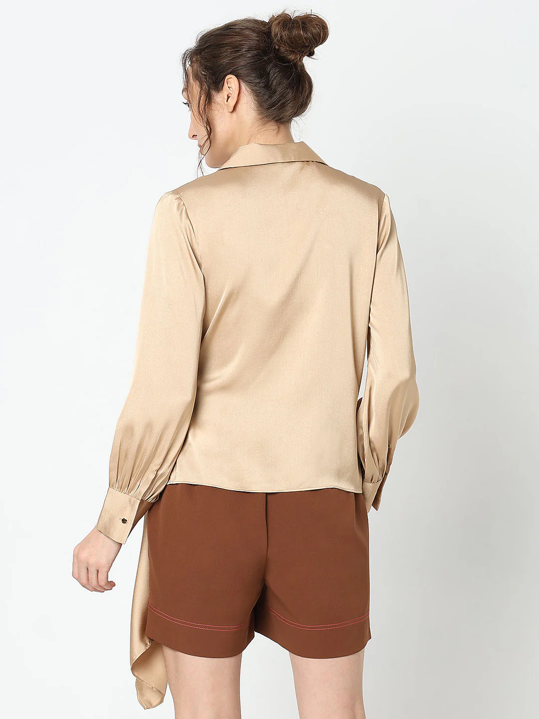Beige Satin Asymmetric Top - Image 4