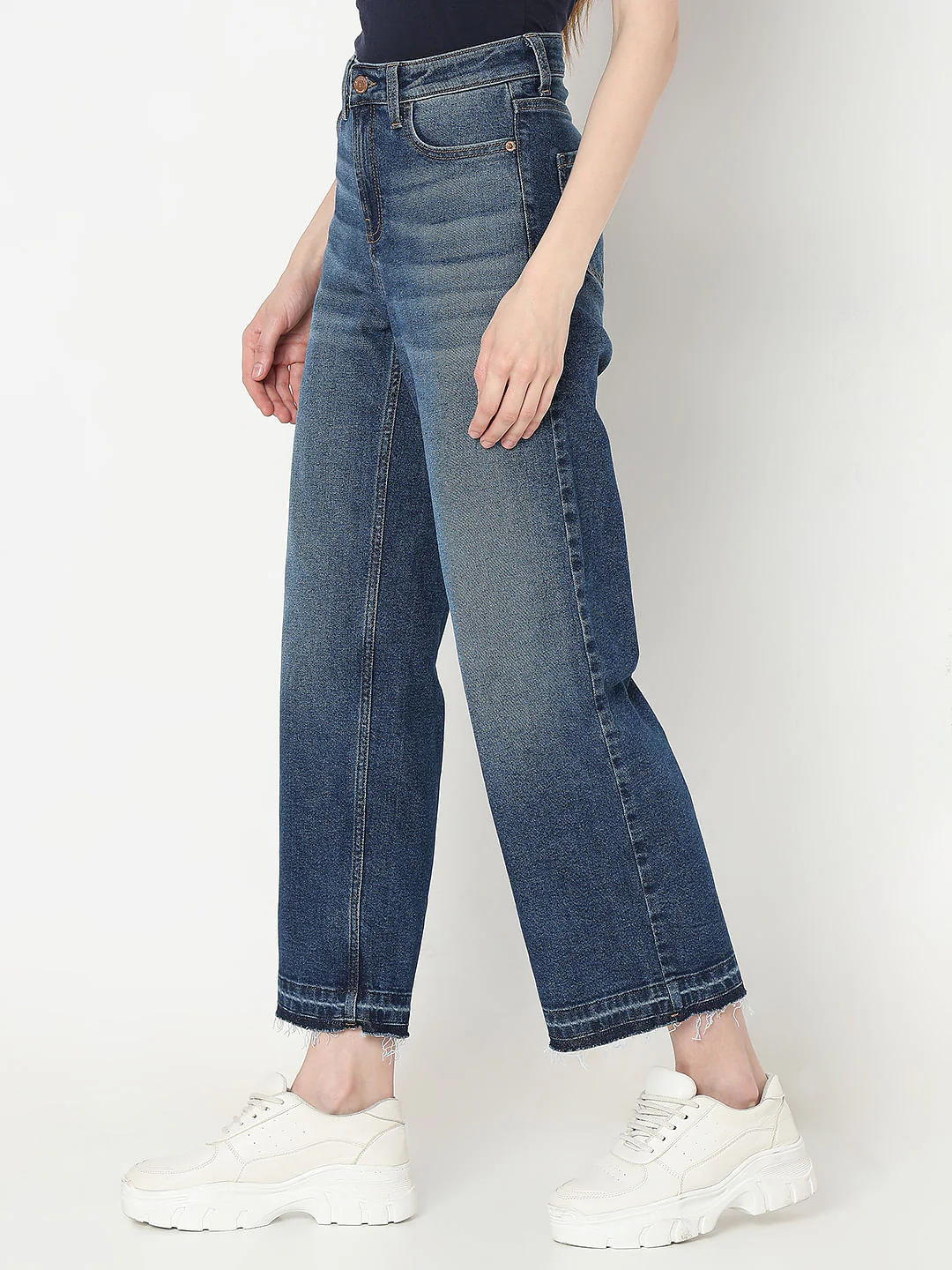 Dark Blue Faded Zoey Wide-Leg Jeans - Image 3