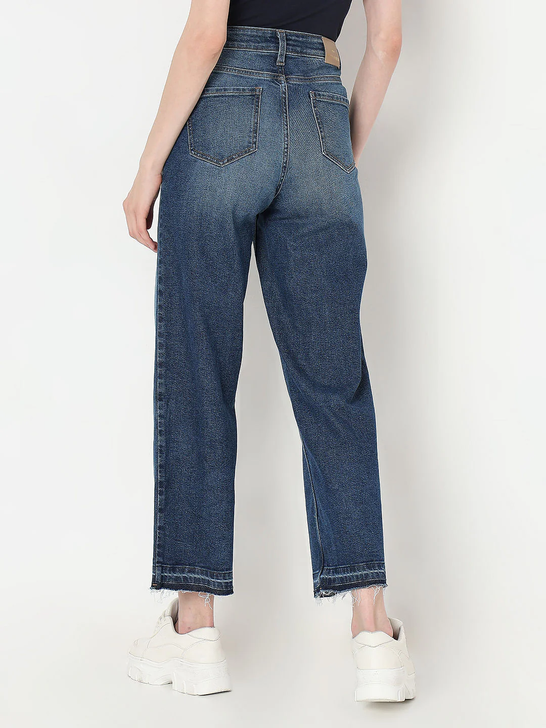 Dark Blue Faded Zoey Wide-Leg Jeans - Image 4