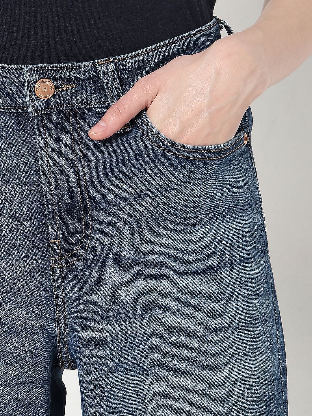Dark Blue Faded Zoey Wide-Leg Jeans - Image 6