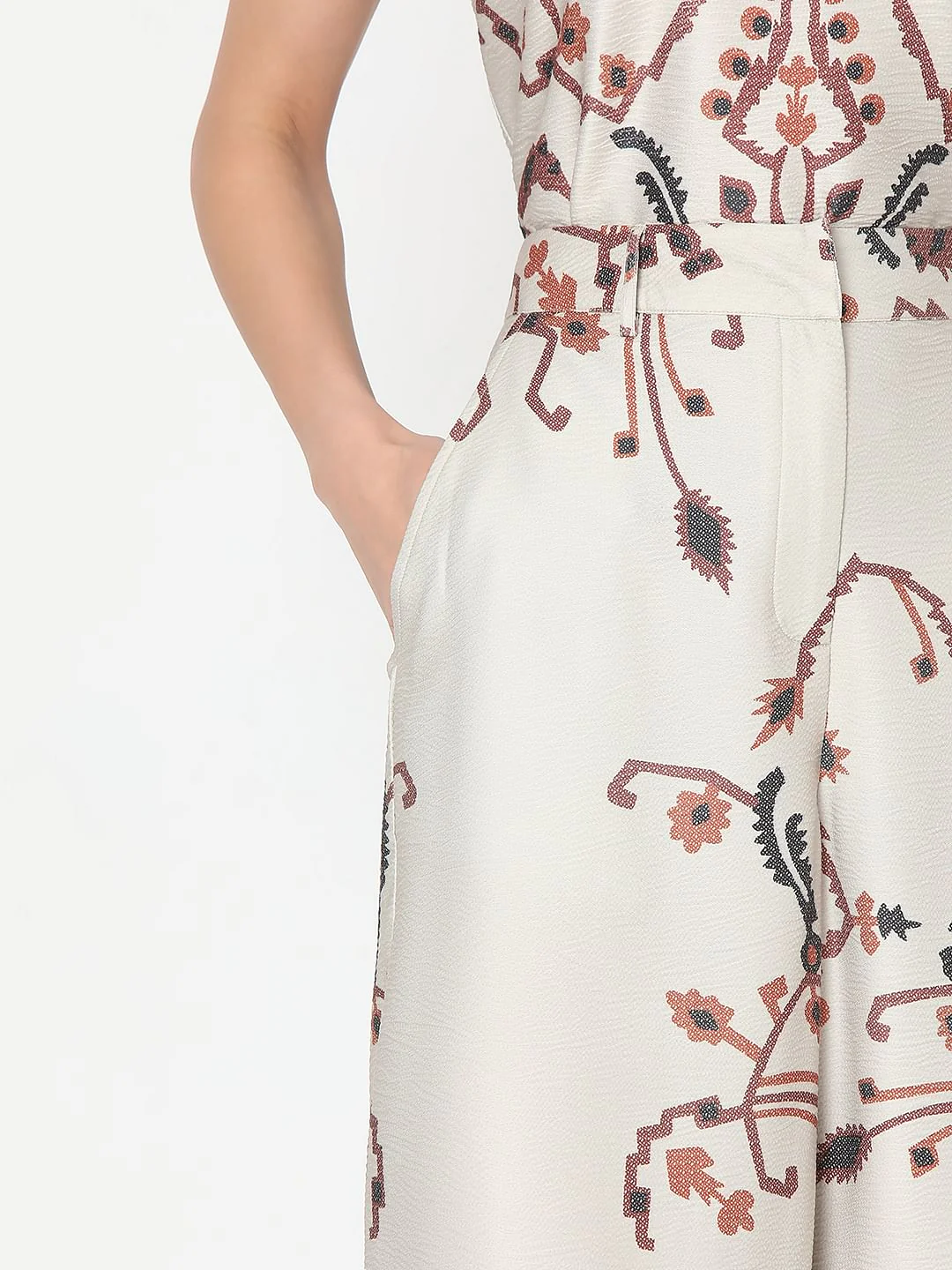 Beige High Rise Printed Co-Ord Set Pants - Image 6