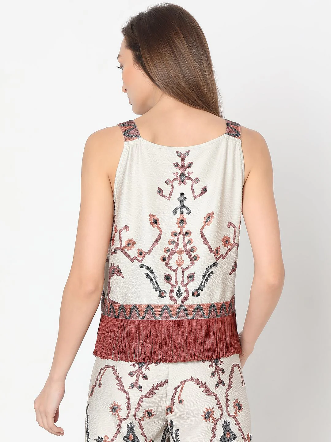 Beige Printed Co-Ord Set Top - Image 4