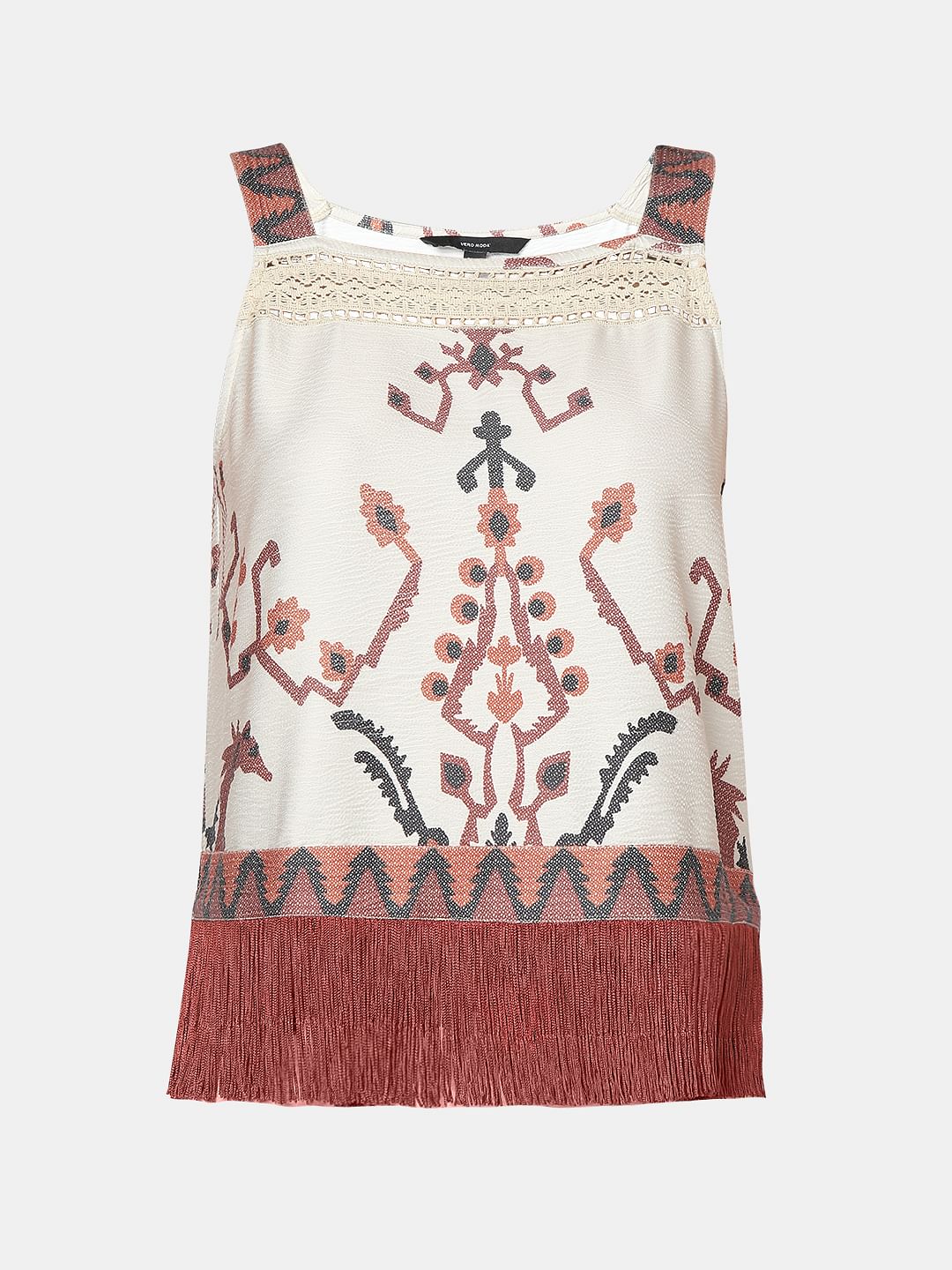 Beige Printed Co-Ord Set Top - Image 7