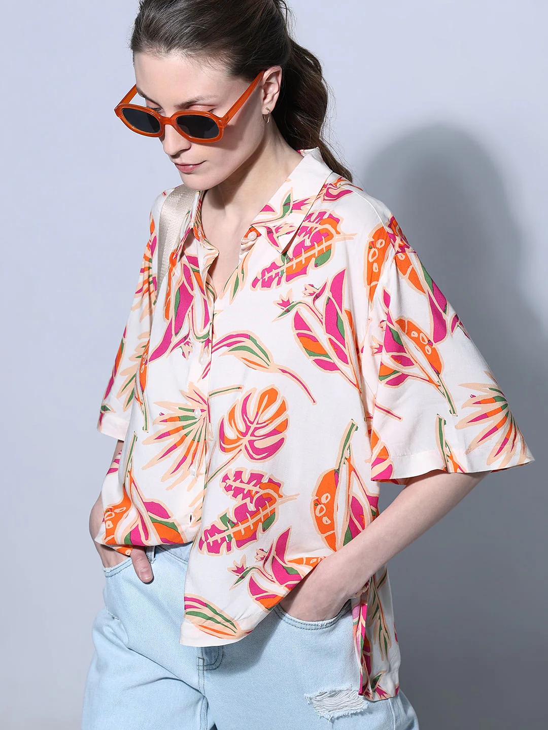 Orange Printed Shirt