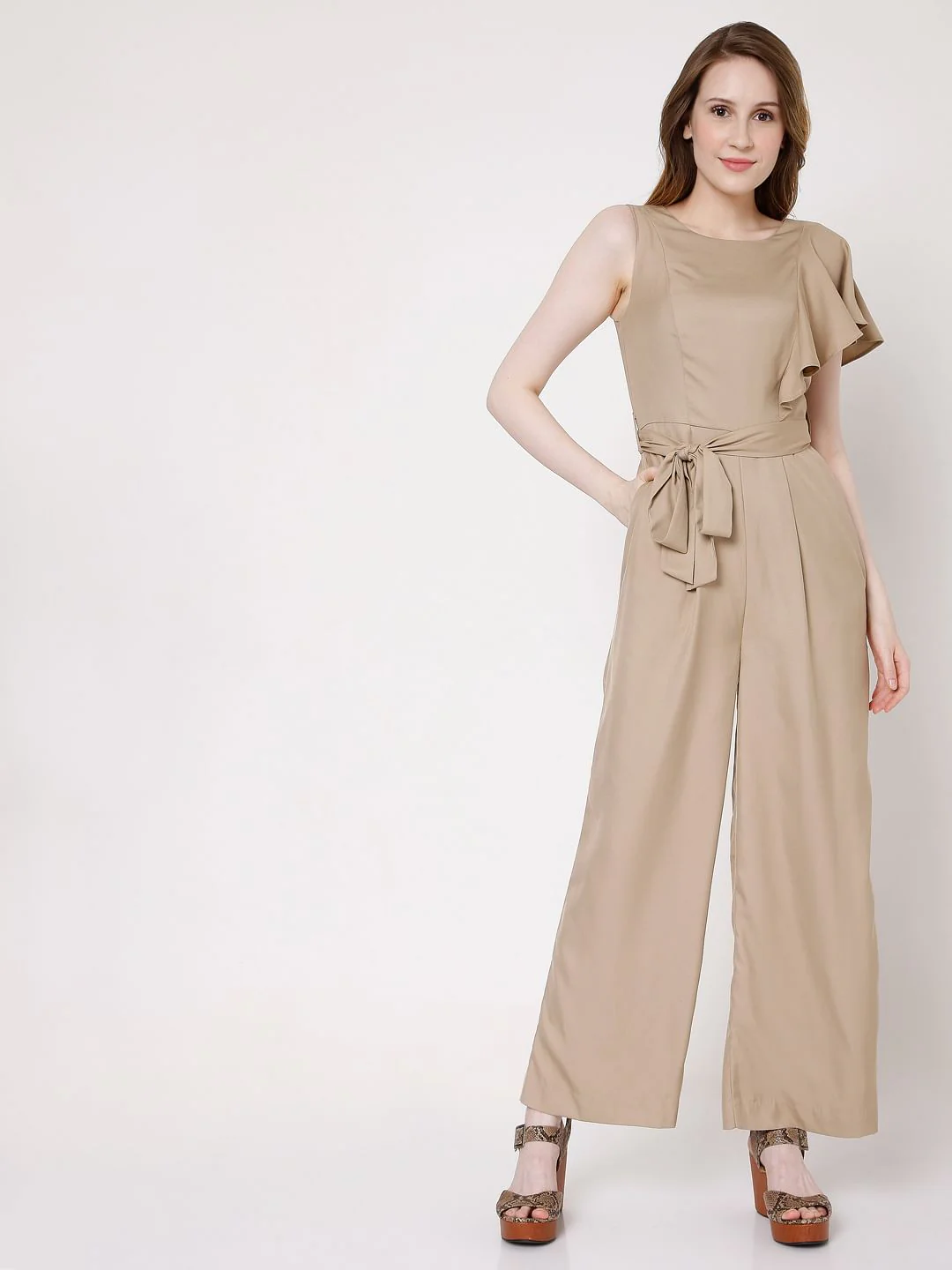 Brown Flared Sleeve Jumpsuit - Image 2