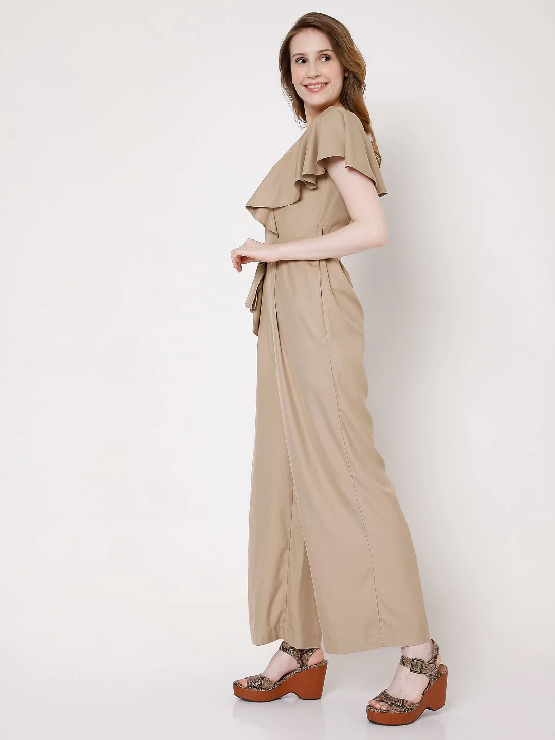 Brown Flared Sleeve Jumpsuit - Image 3