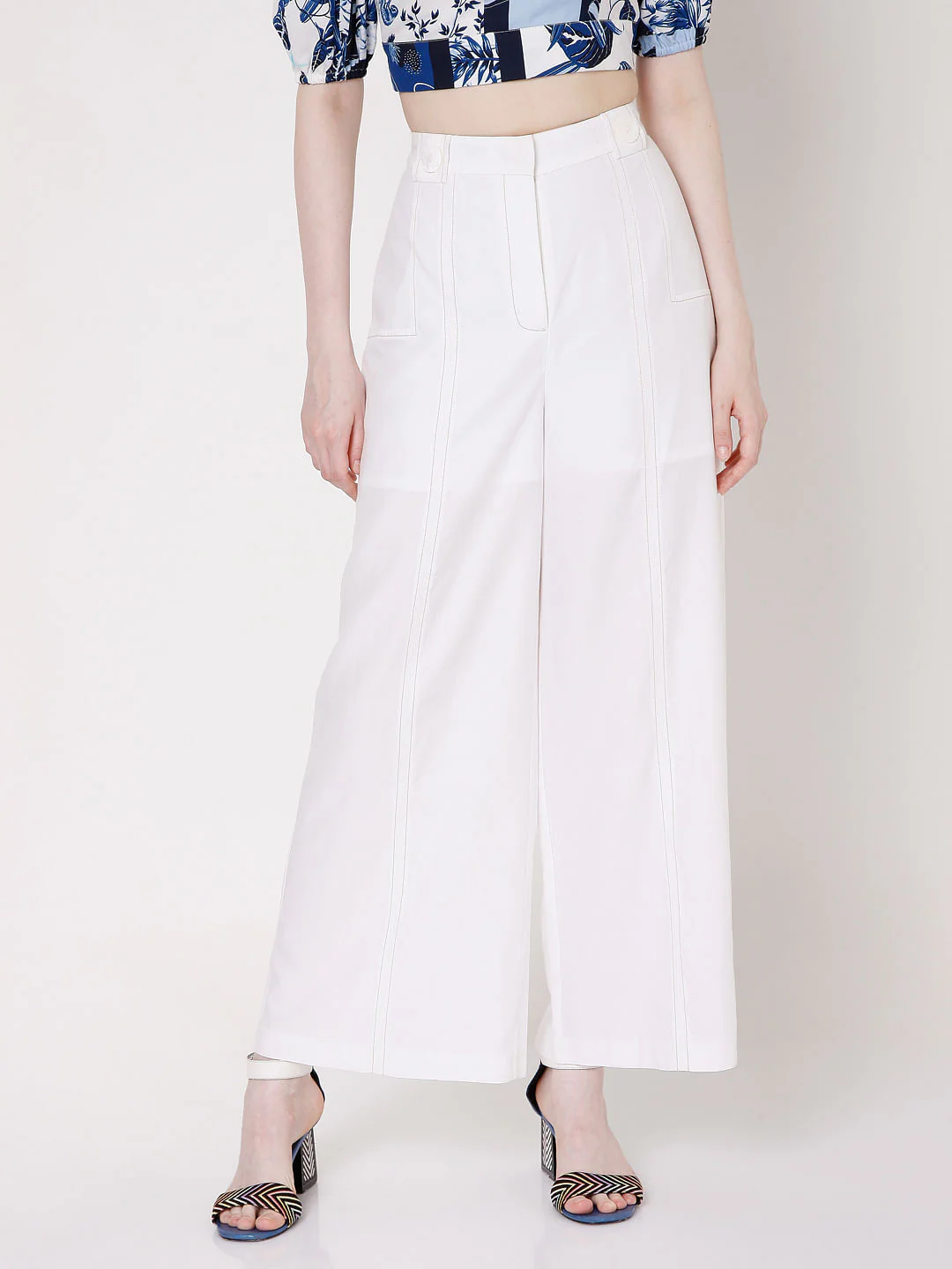 White High Rise Wide Leg Pants - Image 2
