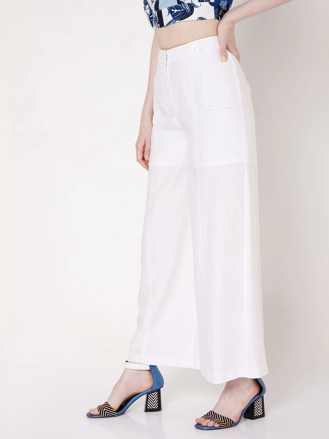 White High Rise Wide Leg Pants - Image 3