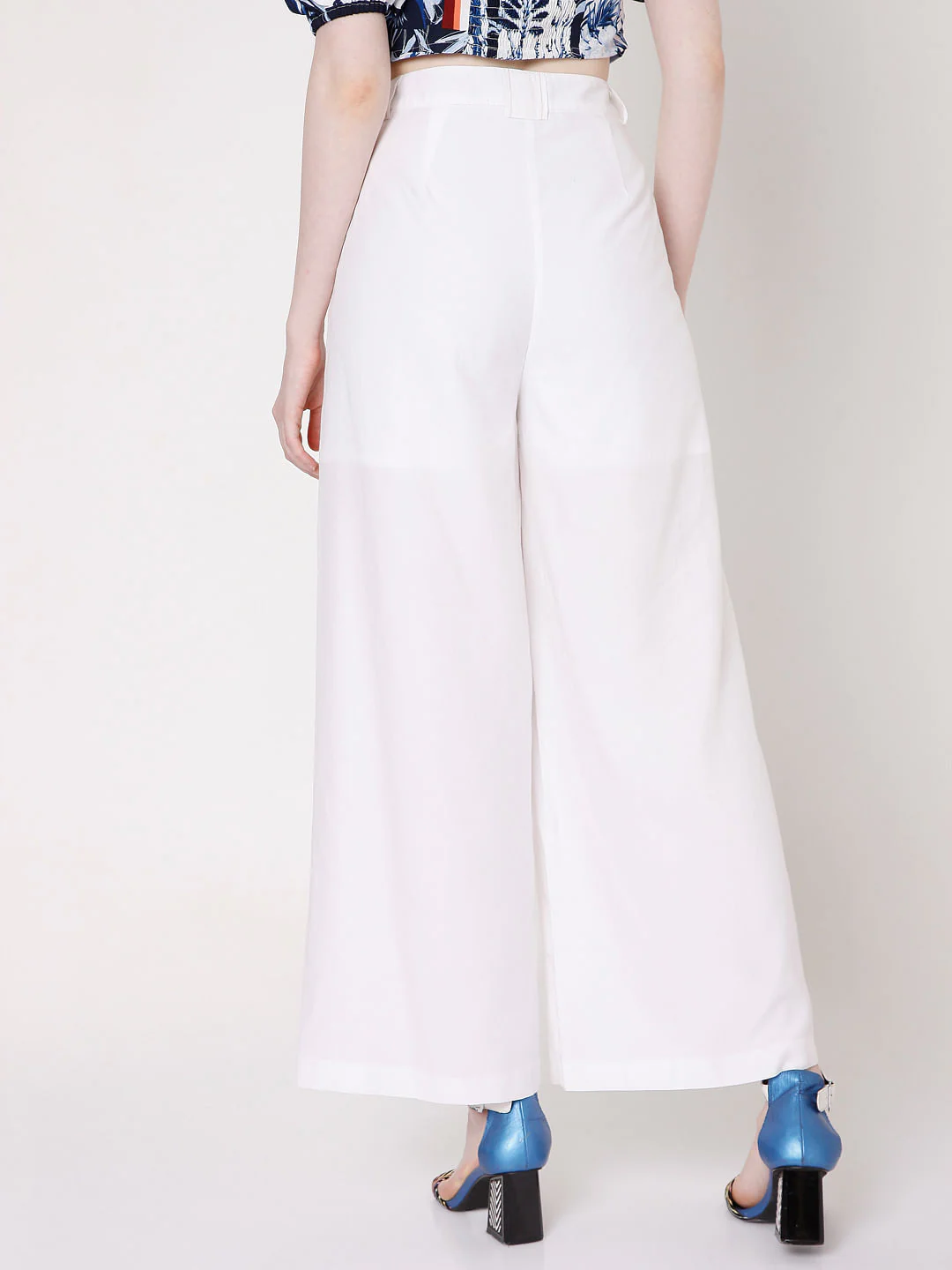 White High Rise Wide Leg Pants - Image 4