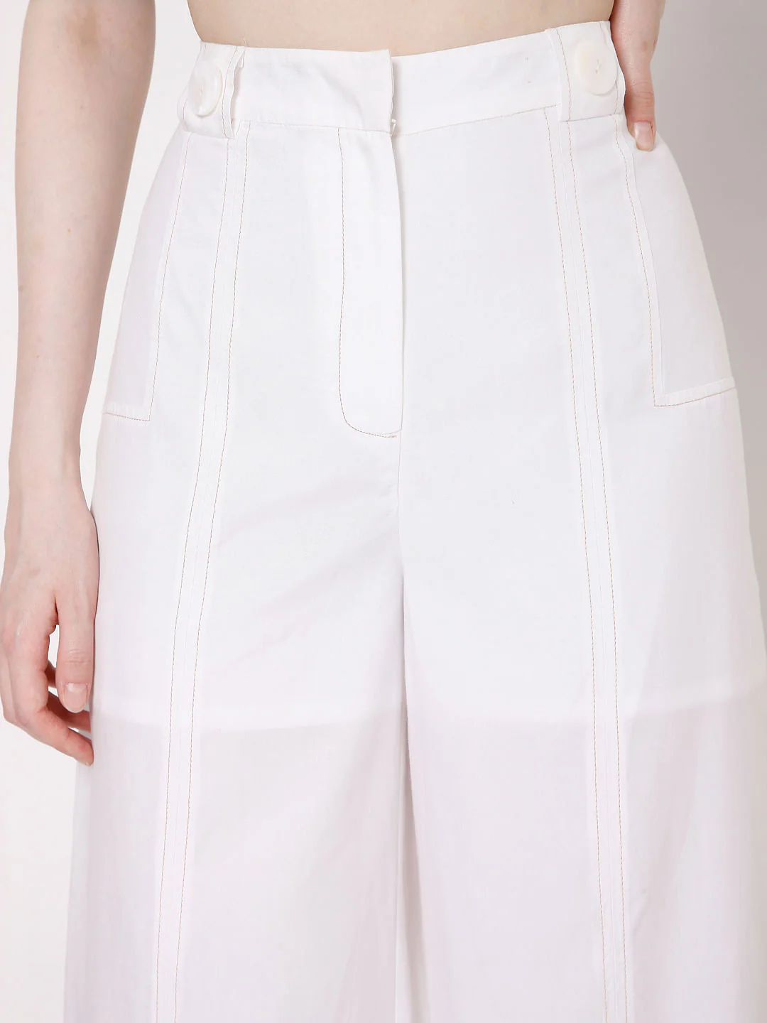 White High Rise Wide Leg Pants - Image 5