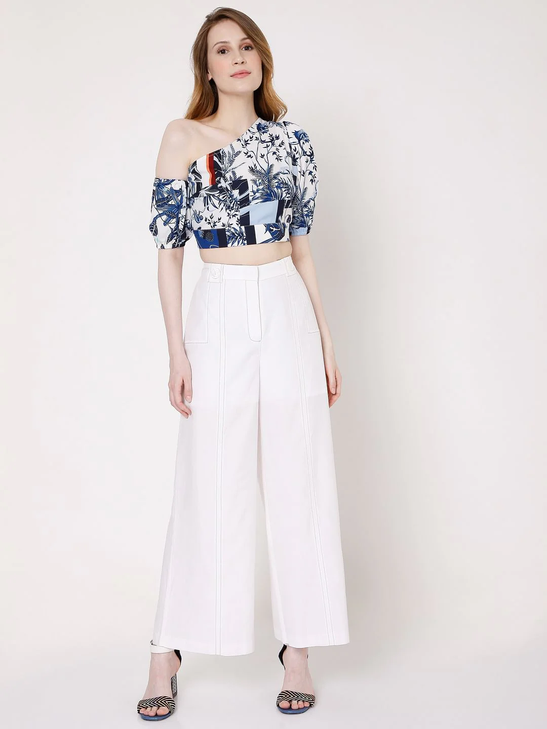 White High Rise Wide Leg Pants - Image 6
