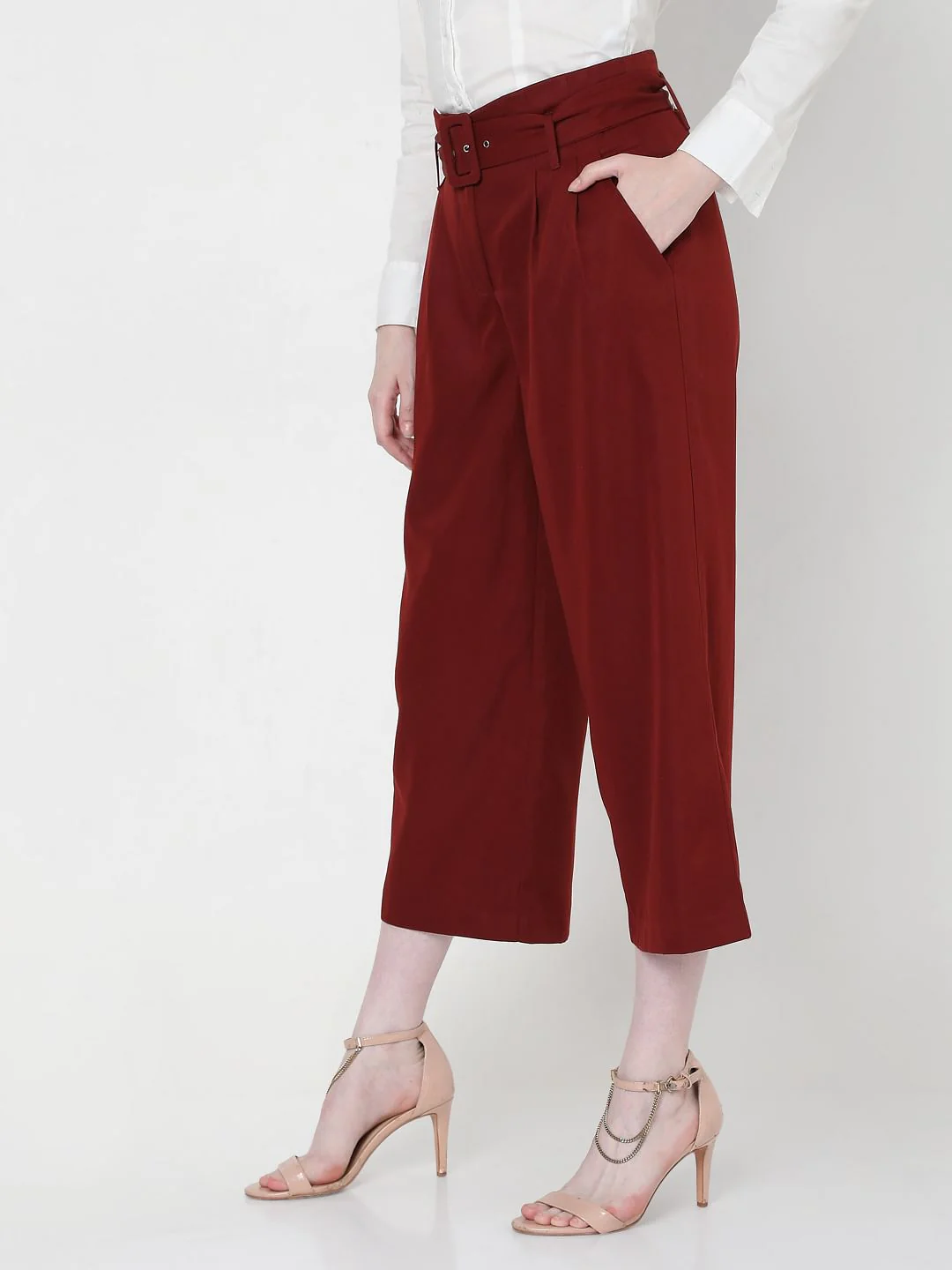 Red High Rise Culottes - Image 3