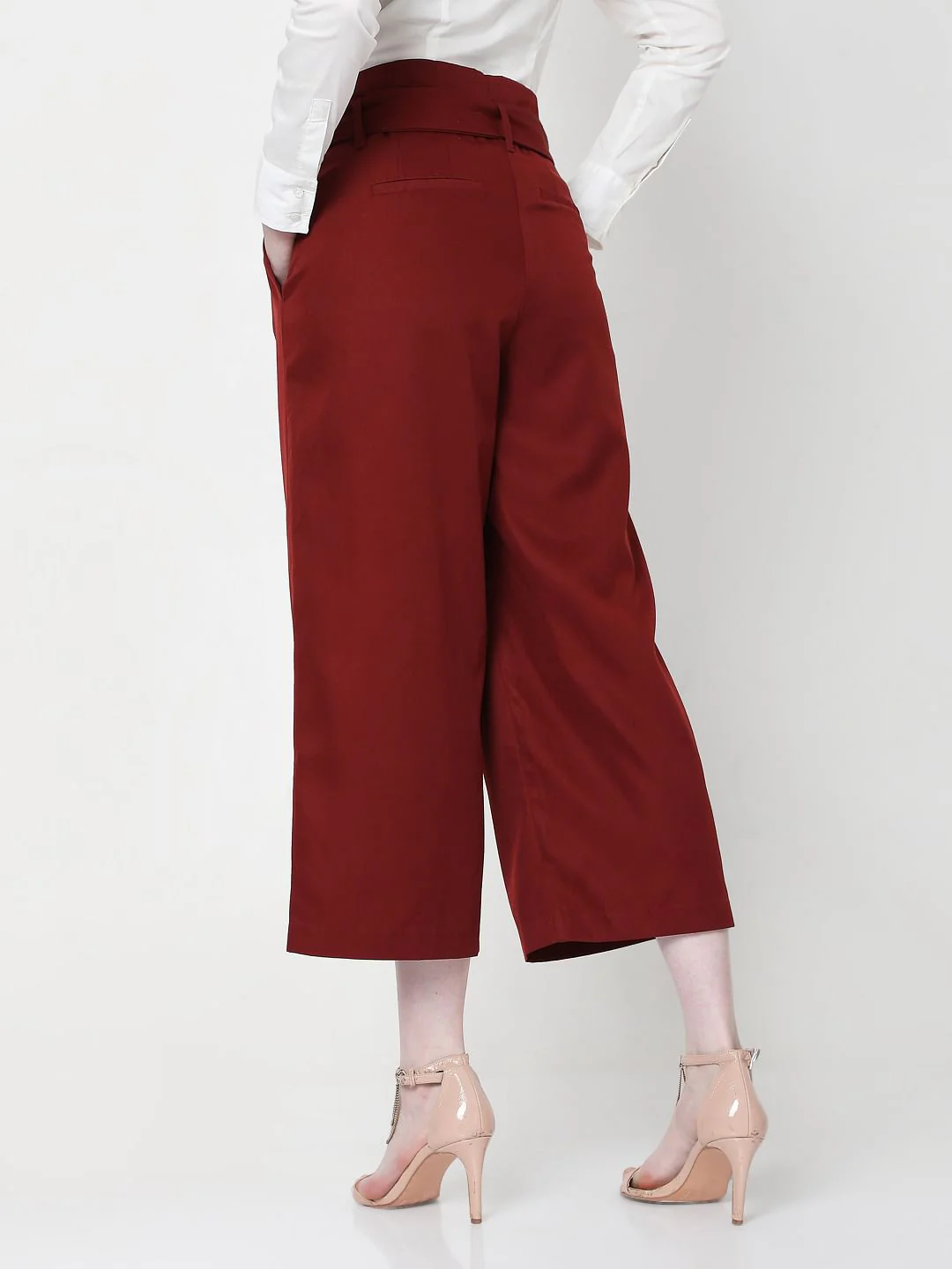 Red High Rise Culottes - Image 4