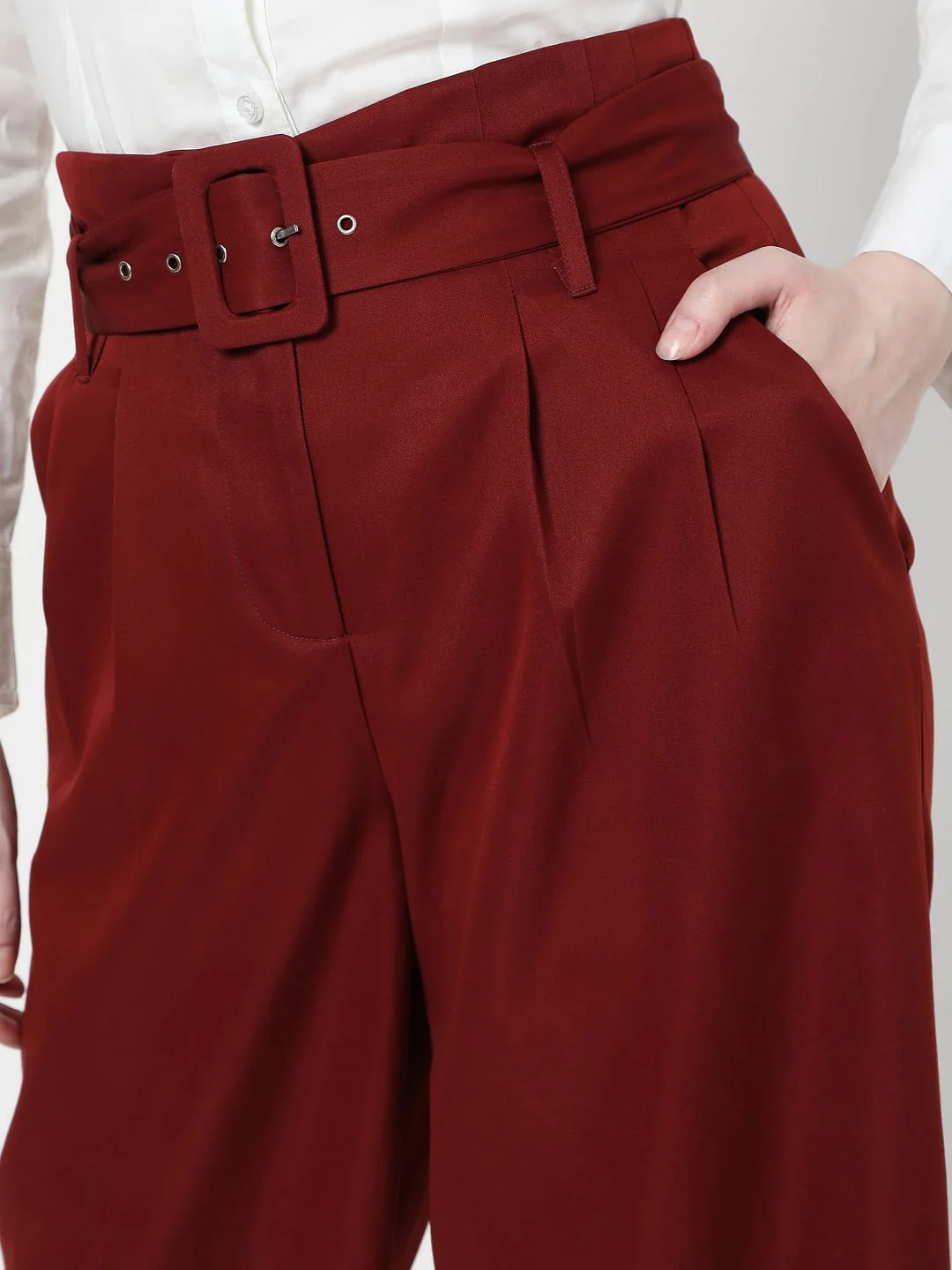 Red High Rise Culottes - Image 5