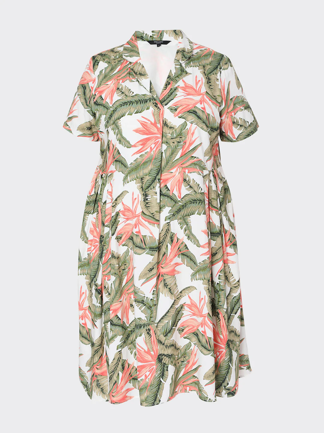 Curve White Collared Tropical Print Dress - Image 7