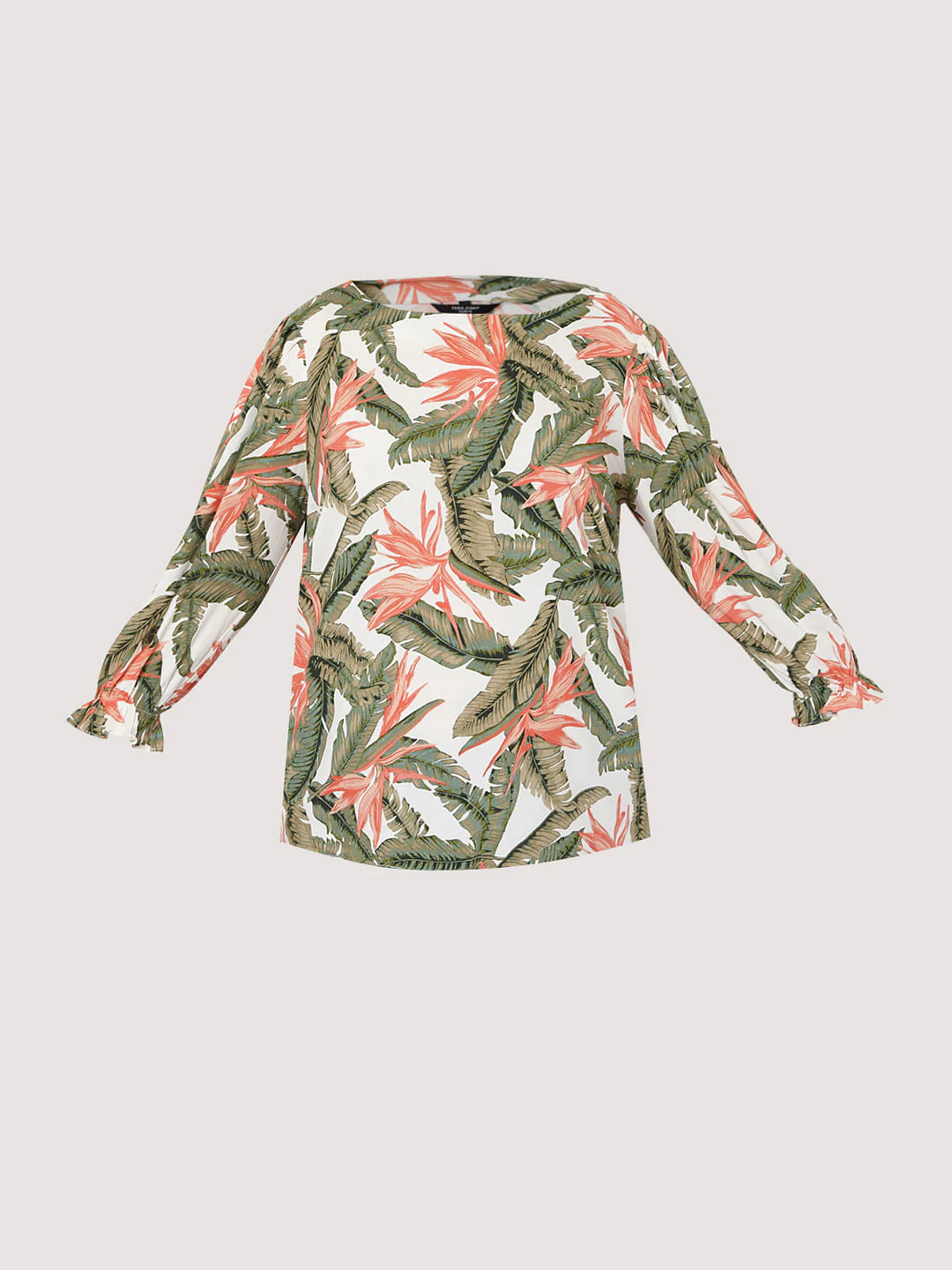 Curve White Tropical Print Top - Image 7