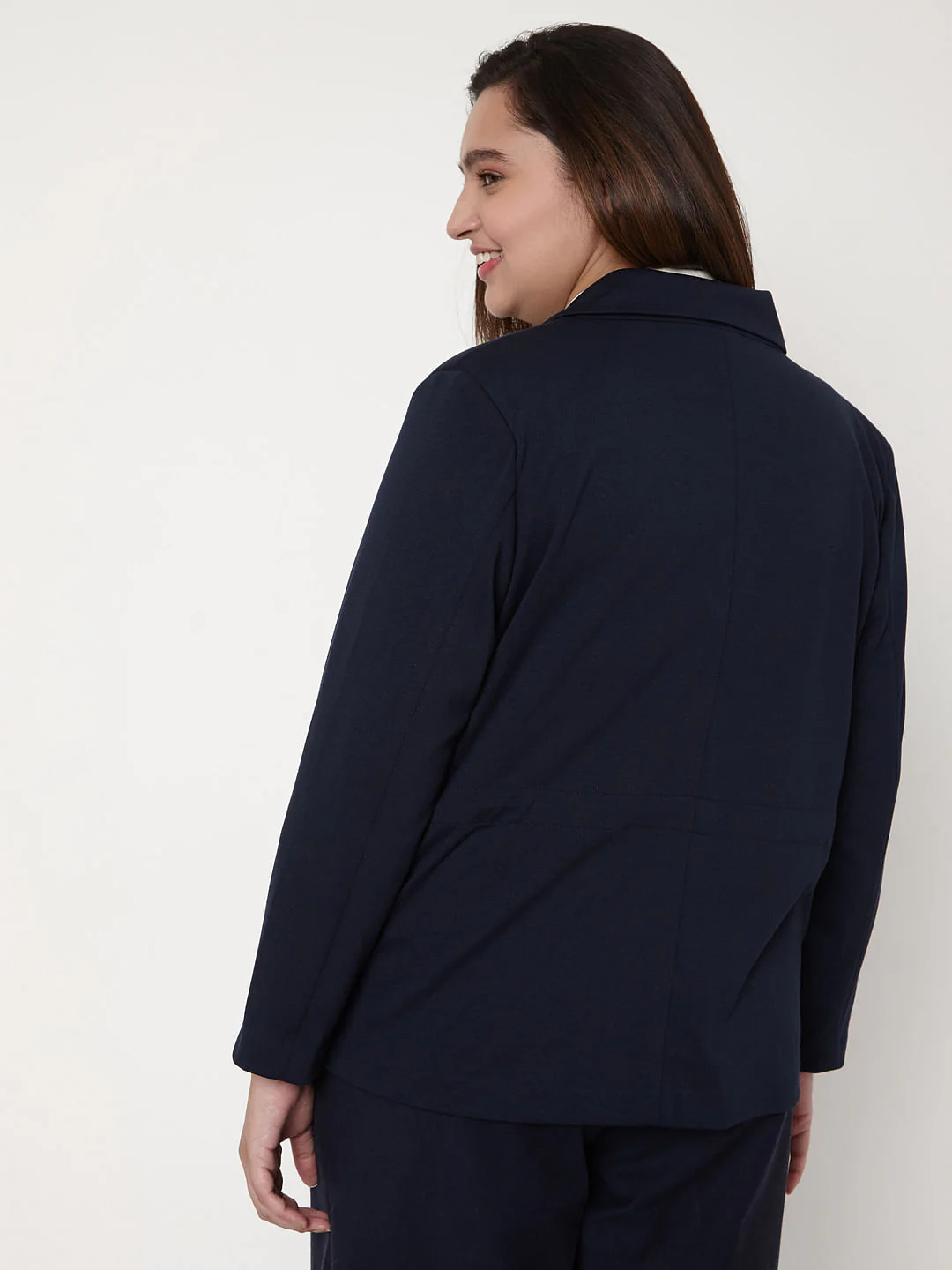 Curve Navy Blue Formal Blazer - Image 4