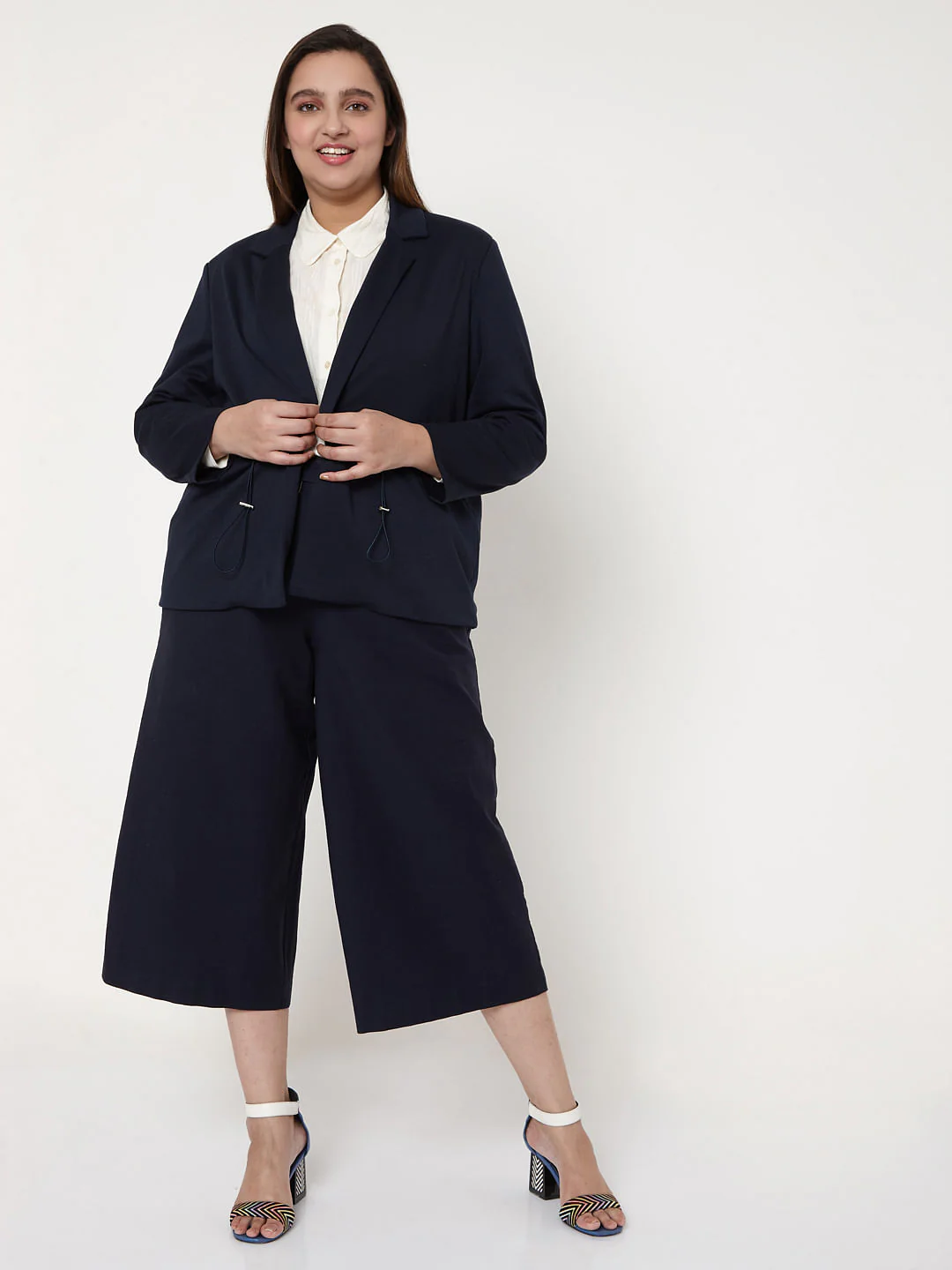 Curve Navy Blue Formal Blazer - Image 5