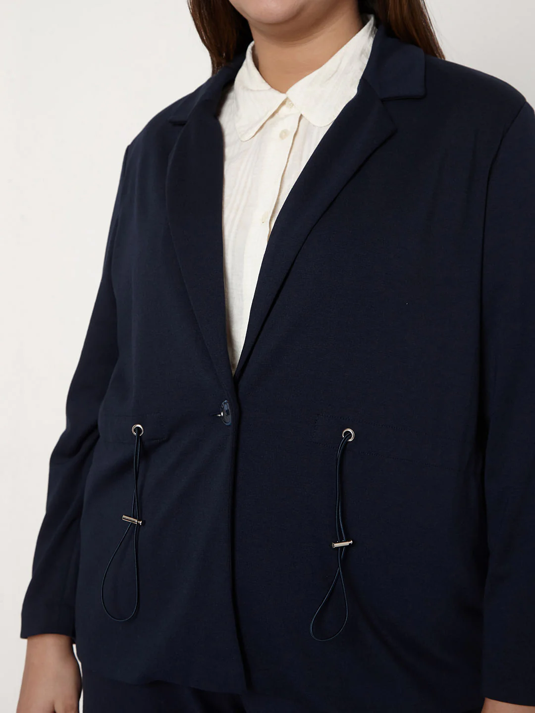 Curve Navy Blue Formal Blazer - Image 6