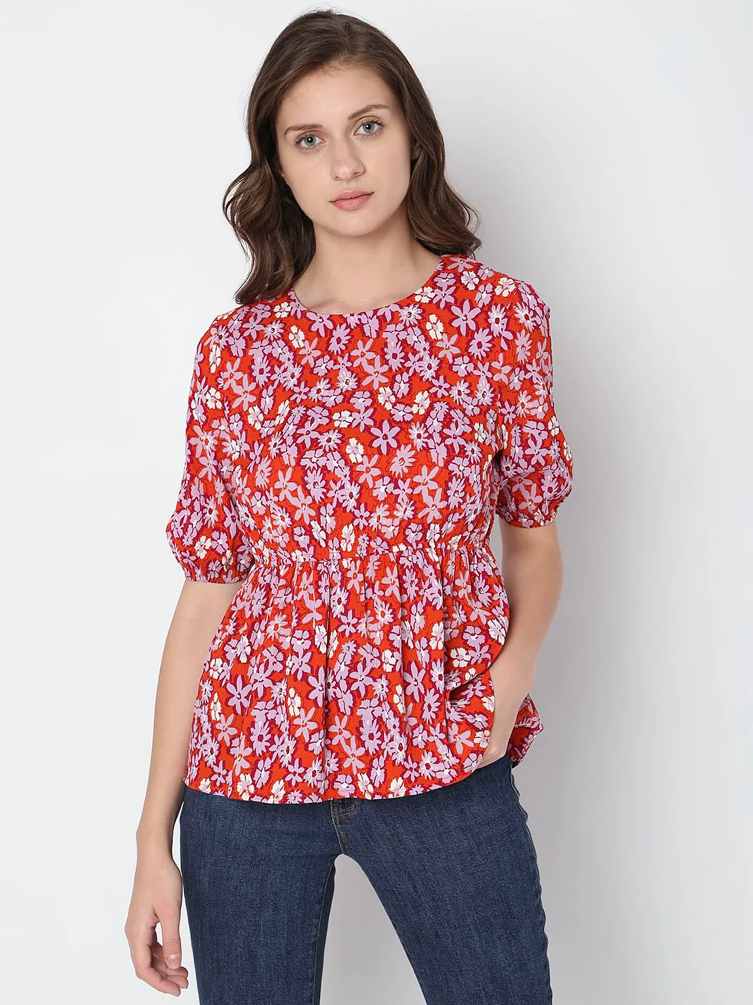 Orange Floral Top - Image 2