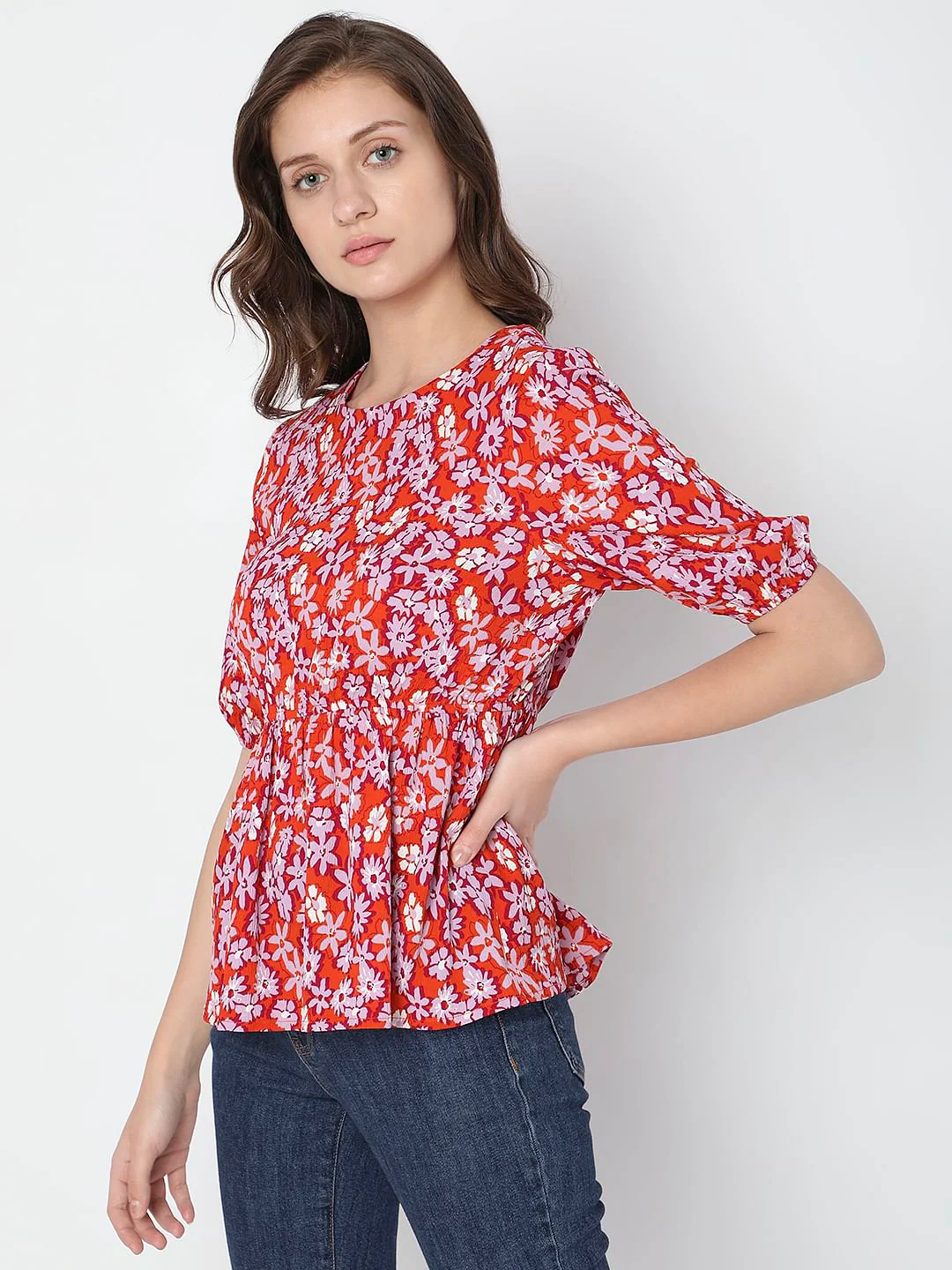 Orange Floral Top - Image 3