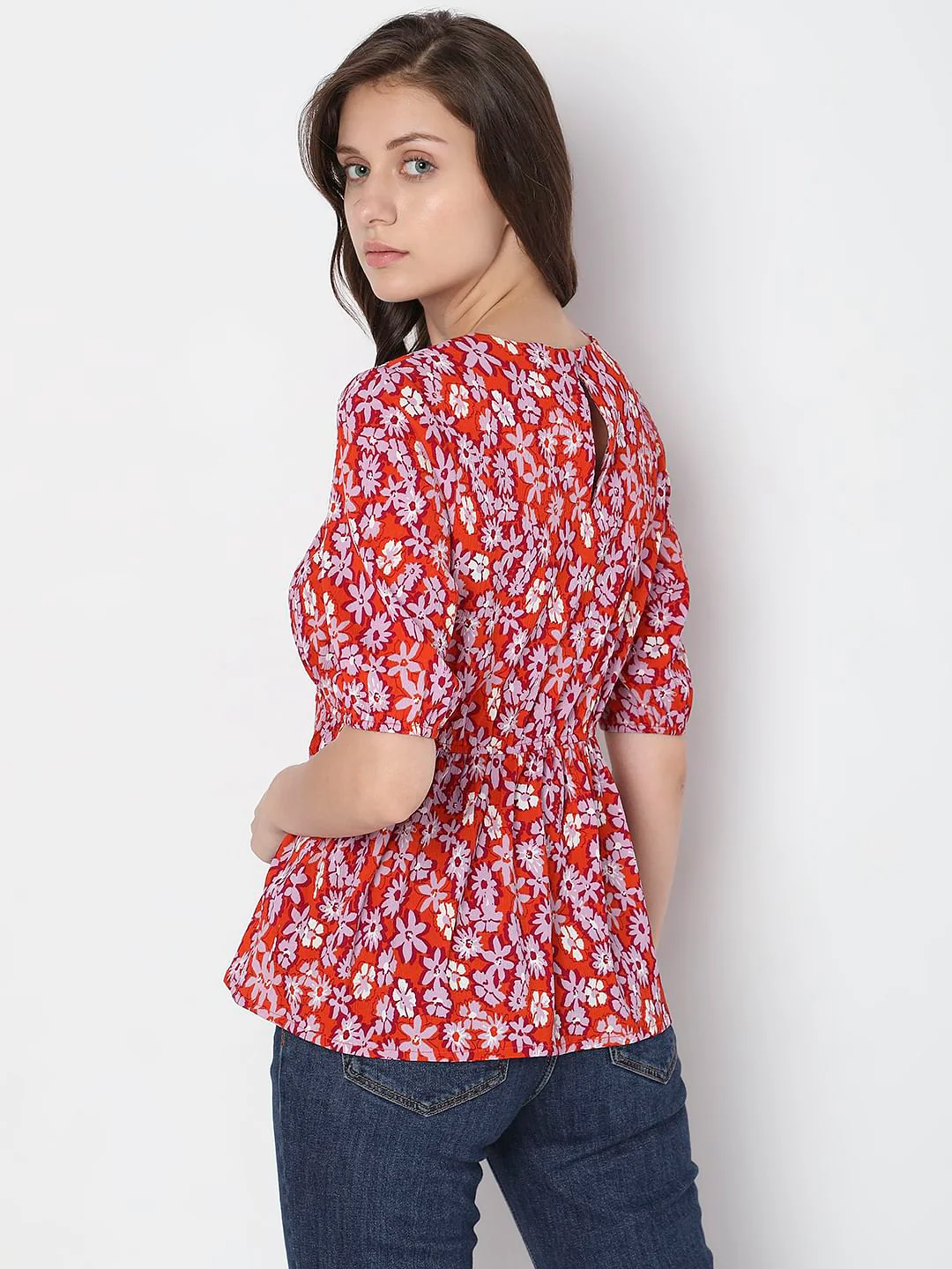 Orange Floral Top - Image 4