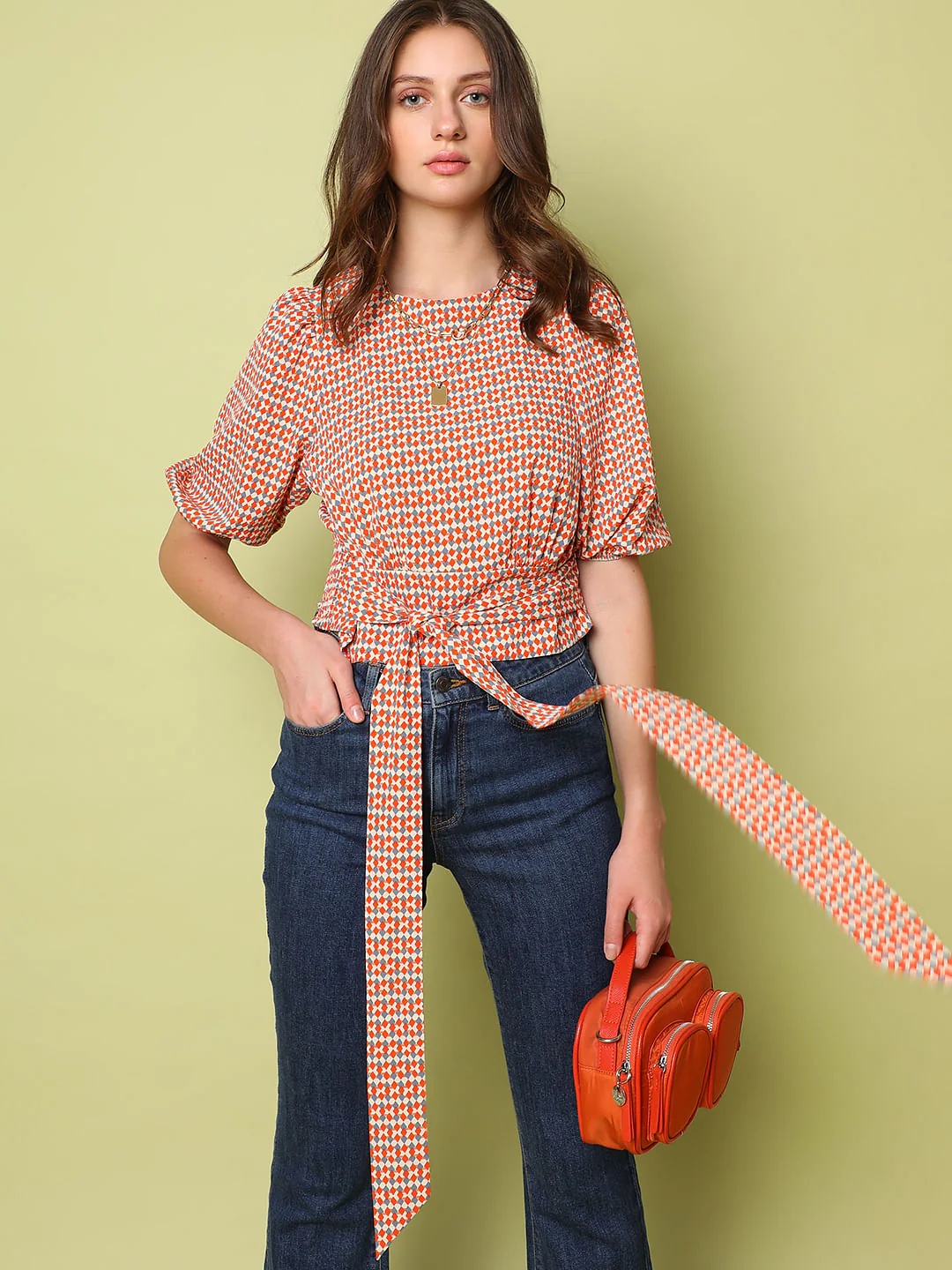 Orange Printed Top