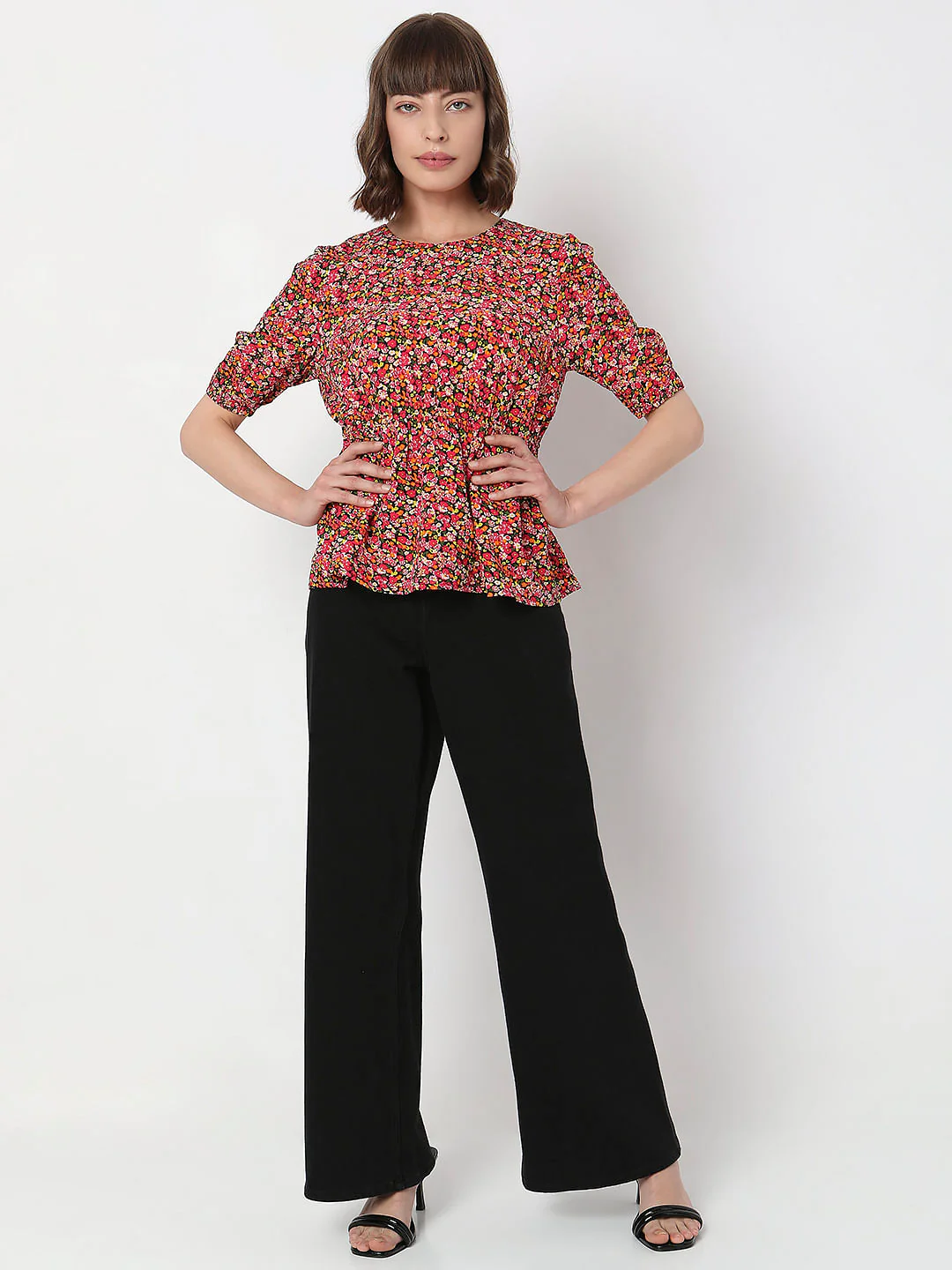 Black Floral Print Top - Image 5