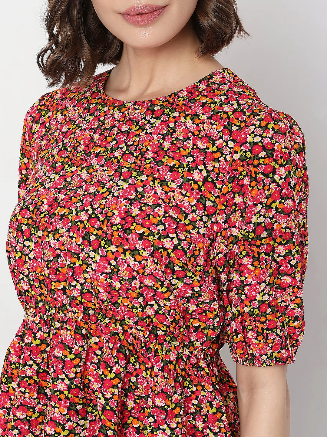 Black Floral Print Top - Image 6