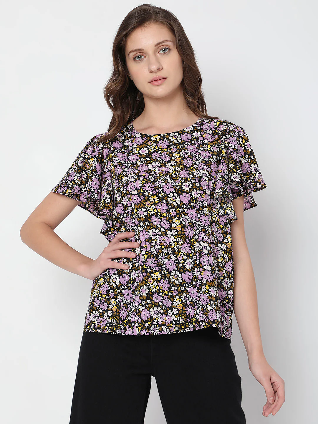 Black Floral Top - Image 2
