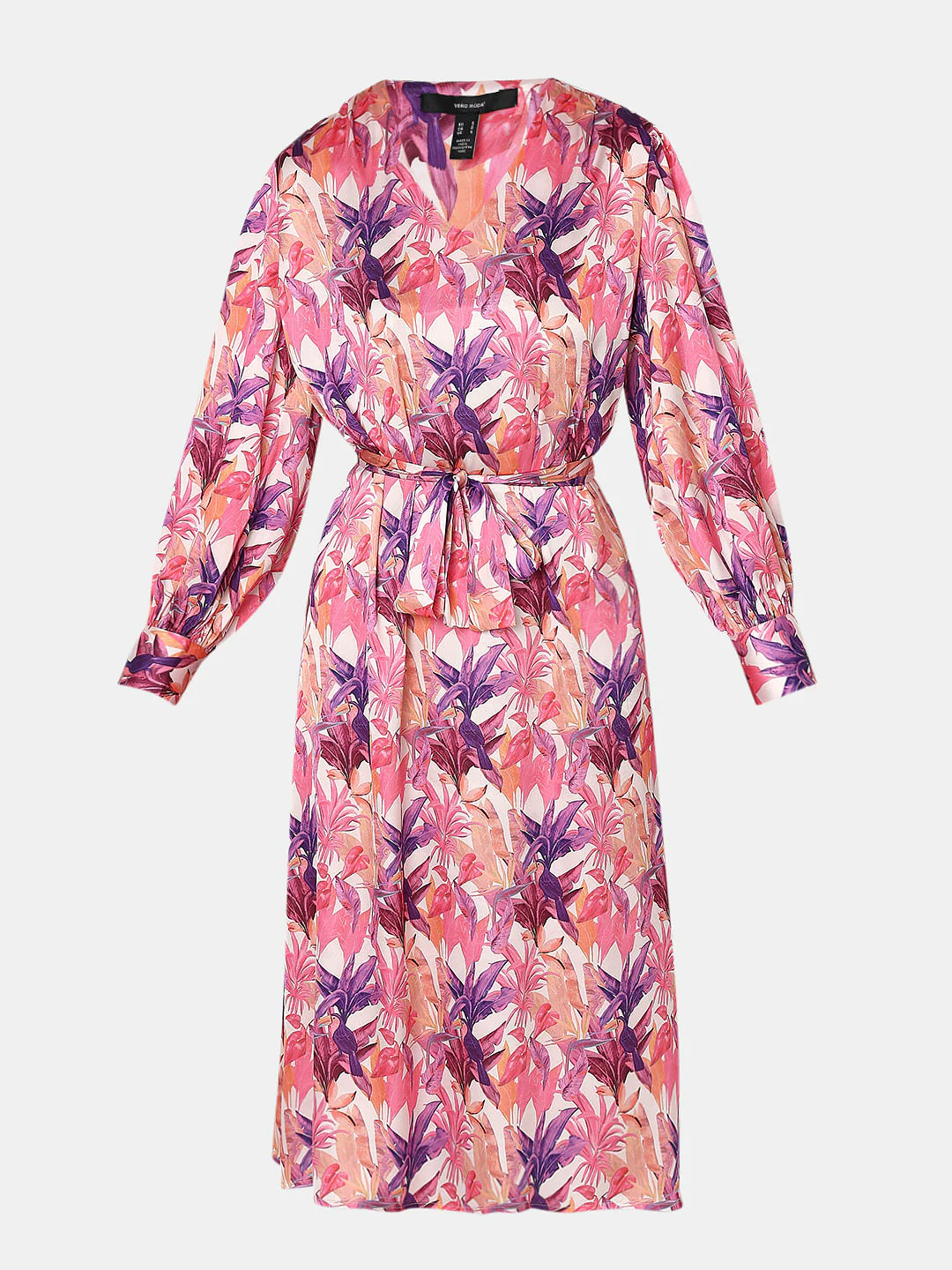 Pink Tropical Print Midi Dress - Image 6