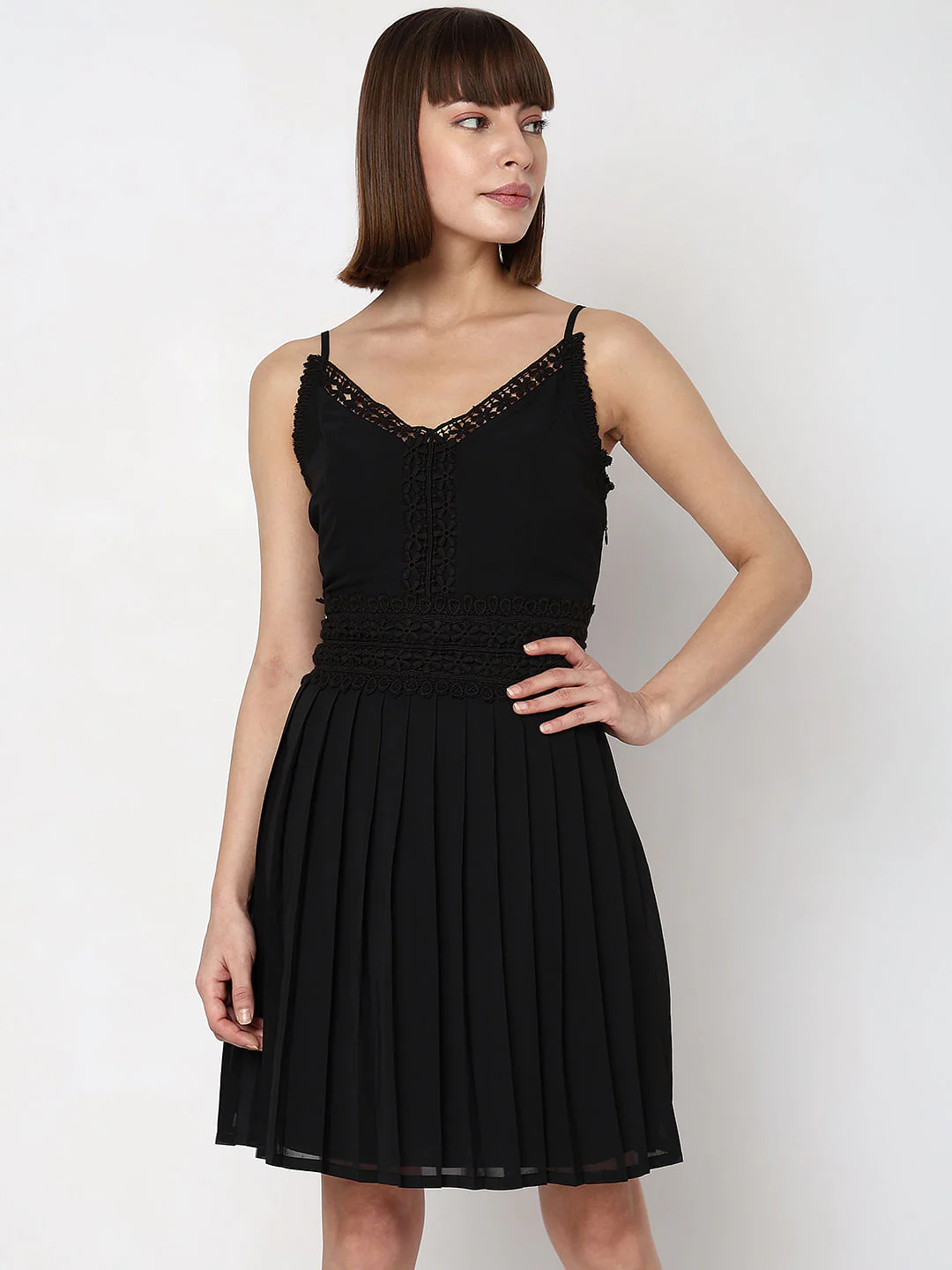 Black Strappy Lace Dress - Image 2