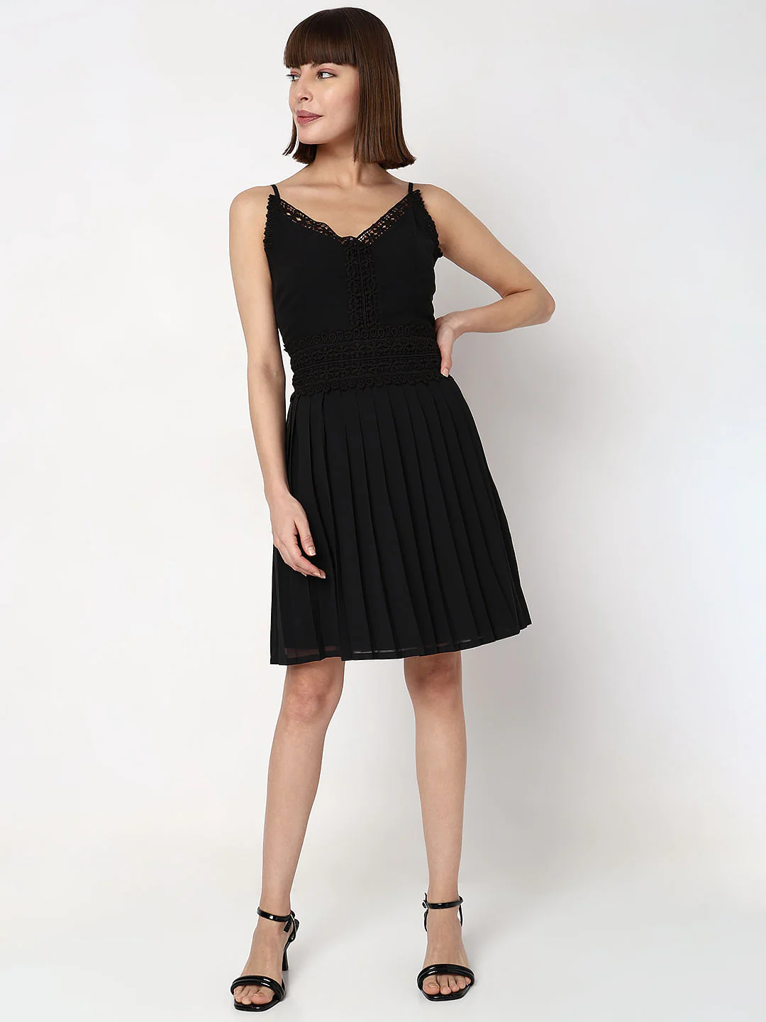 Black Strappy Lace Dress - Image 5