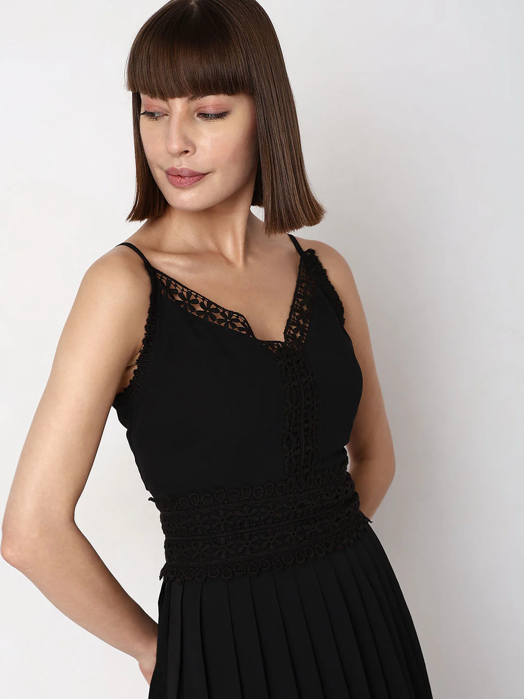 Black Strappy Lace Dress - Image 6