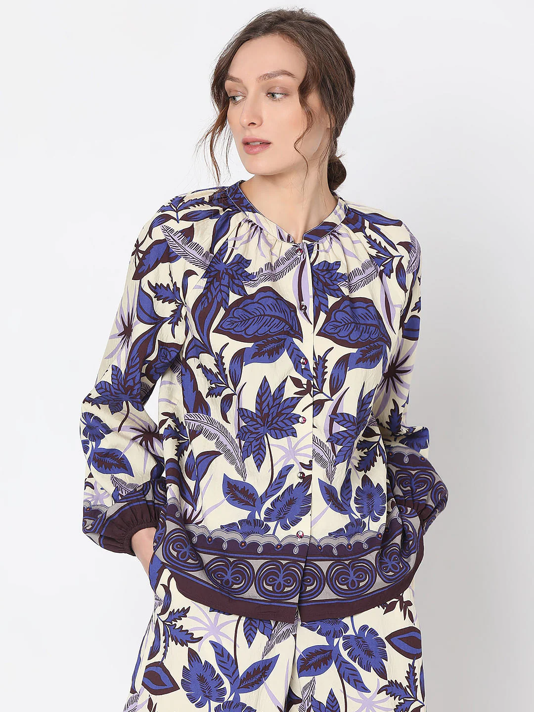 Purple Printed Co-Ord Set Shirt - Image 2