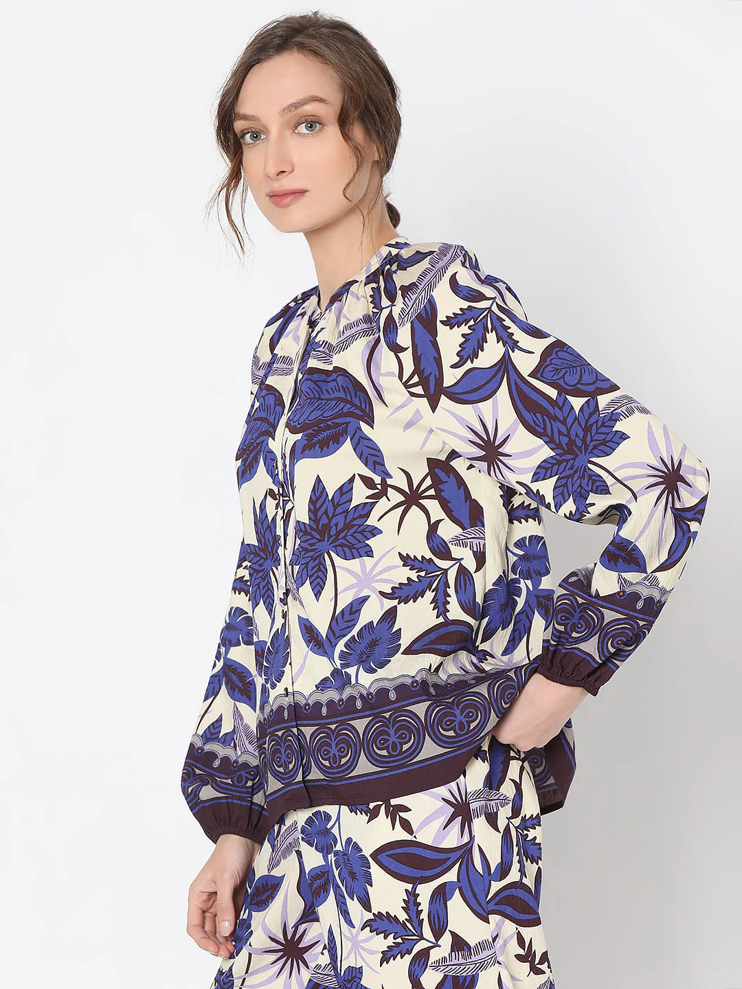 Purple Printed Co-Ord Set Shirt - Image 3