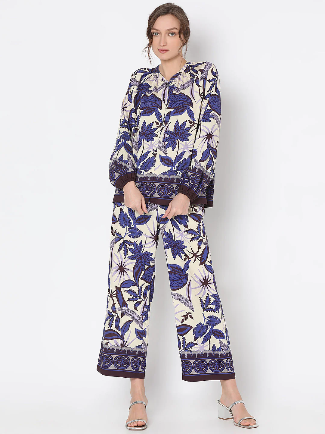 Purple Printed Co-Ord Set Shirt - Image 5