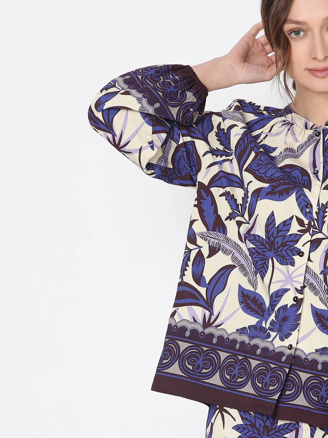 Purple Printed Co-Ord Set Shirt - Image 6