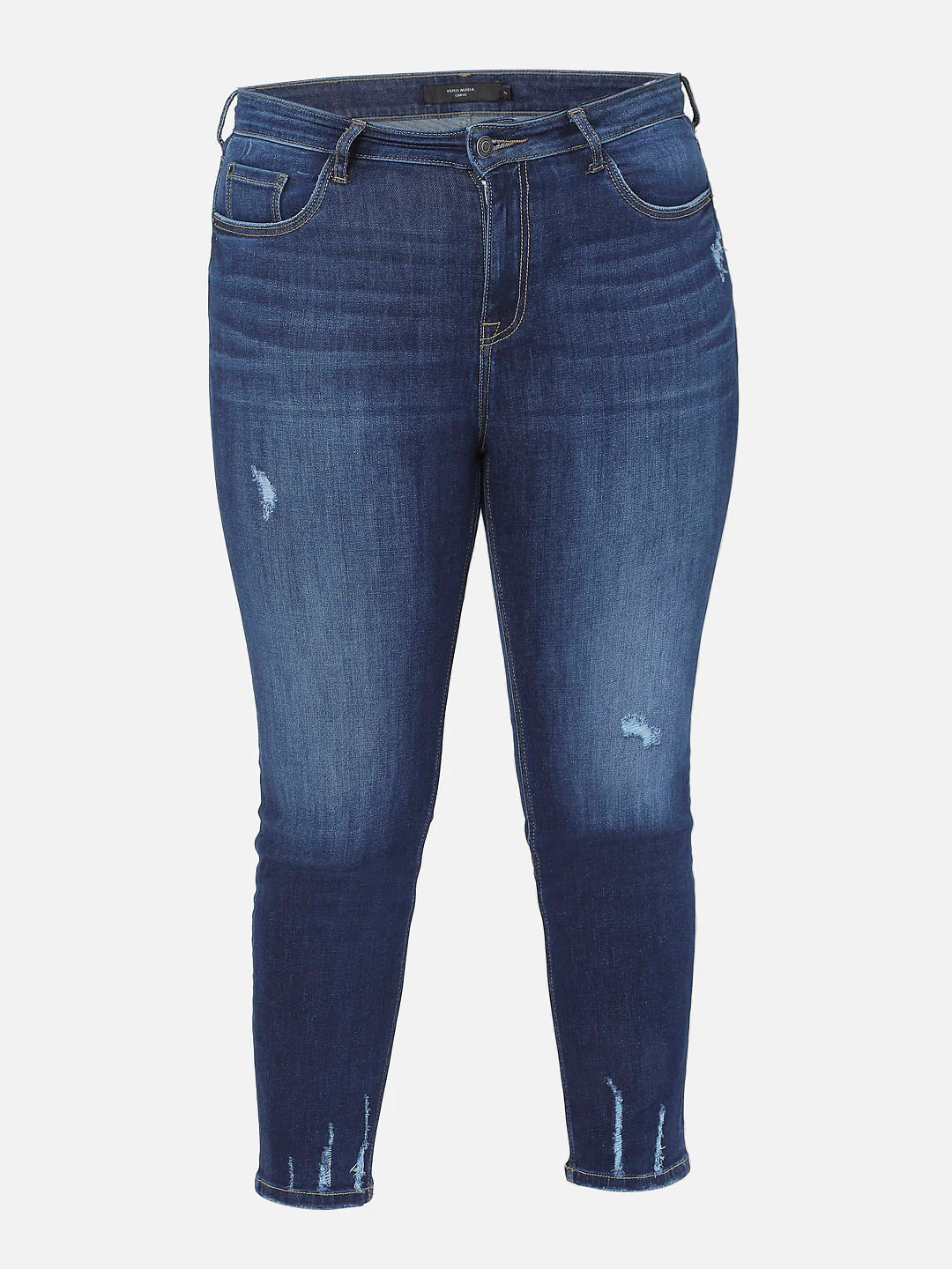 Curve Blue High Rise Ripped Skinny Jeans - Image 7