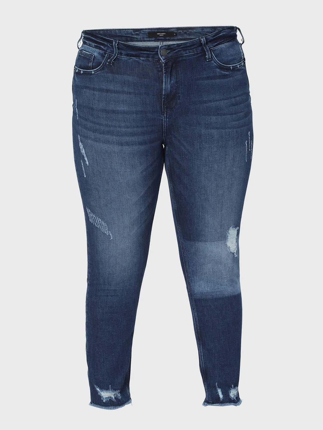 Curve Blue Mid Rise Distressed Jeans - Image 7