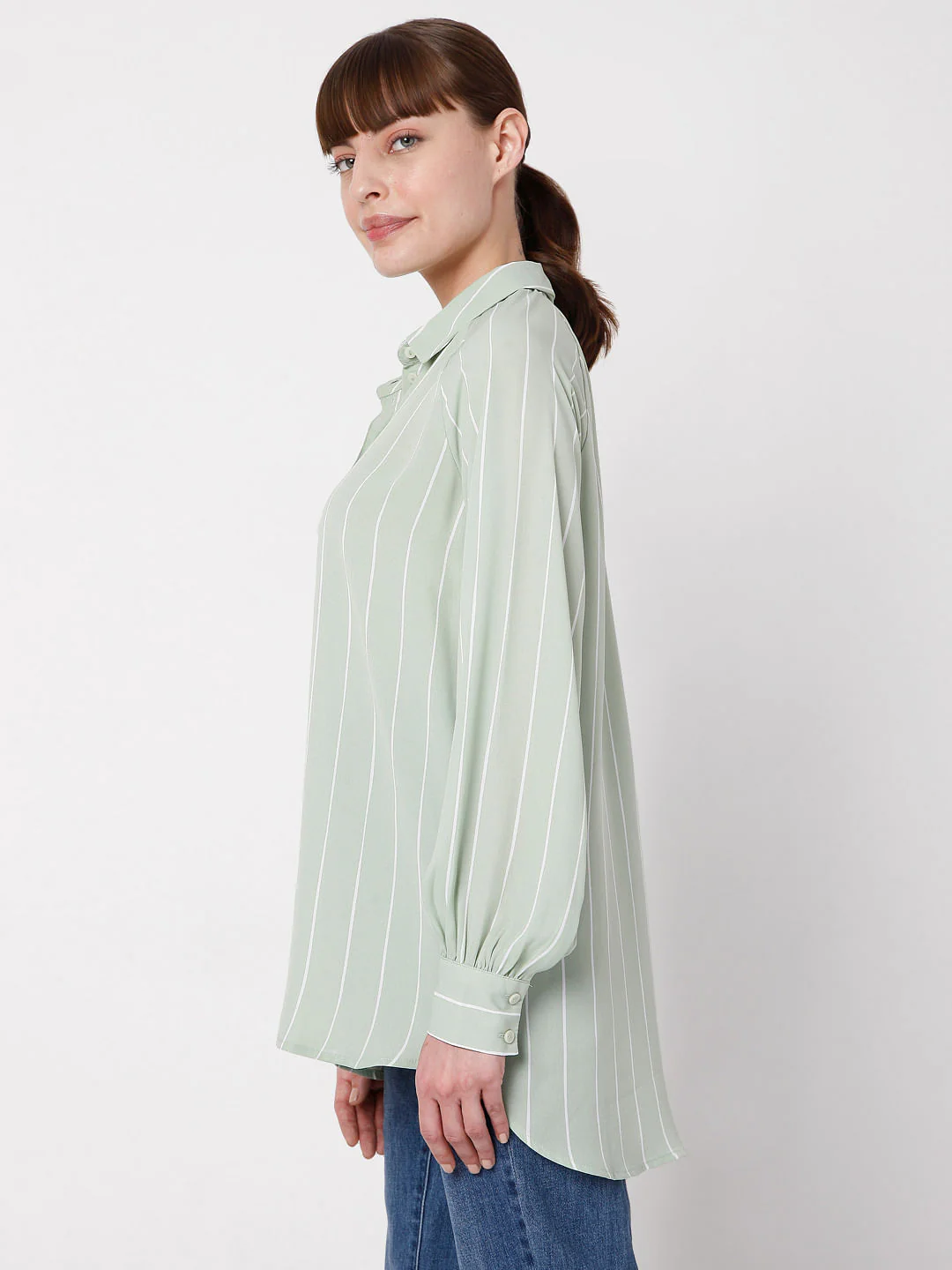 Green Vertical Stripe Shirt - Image 3