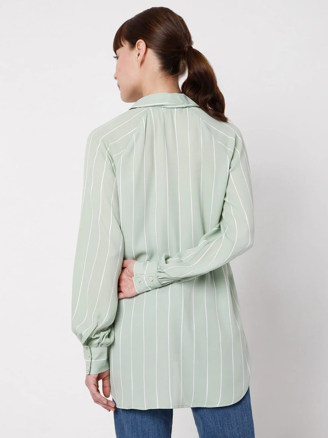 Green Vertical Stripe Shirt - Image 4