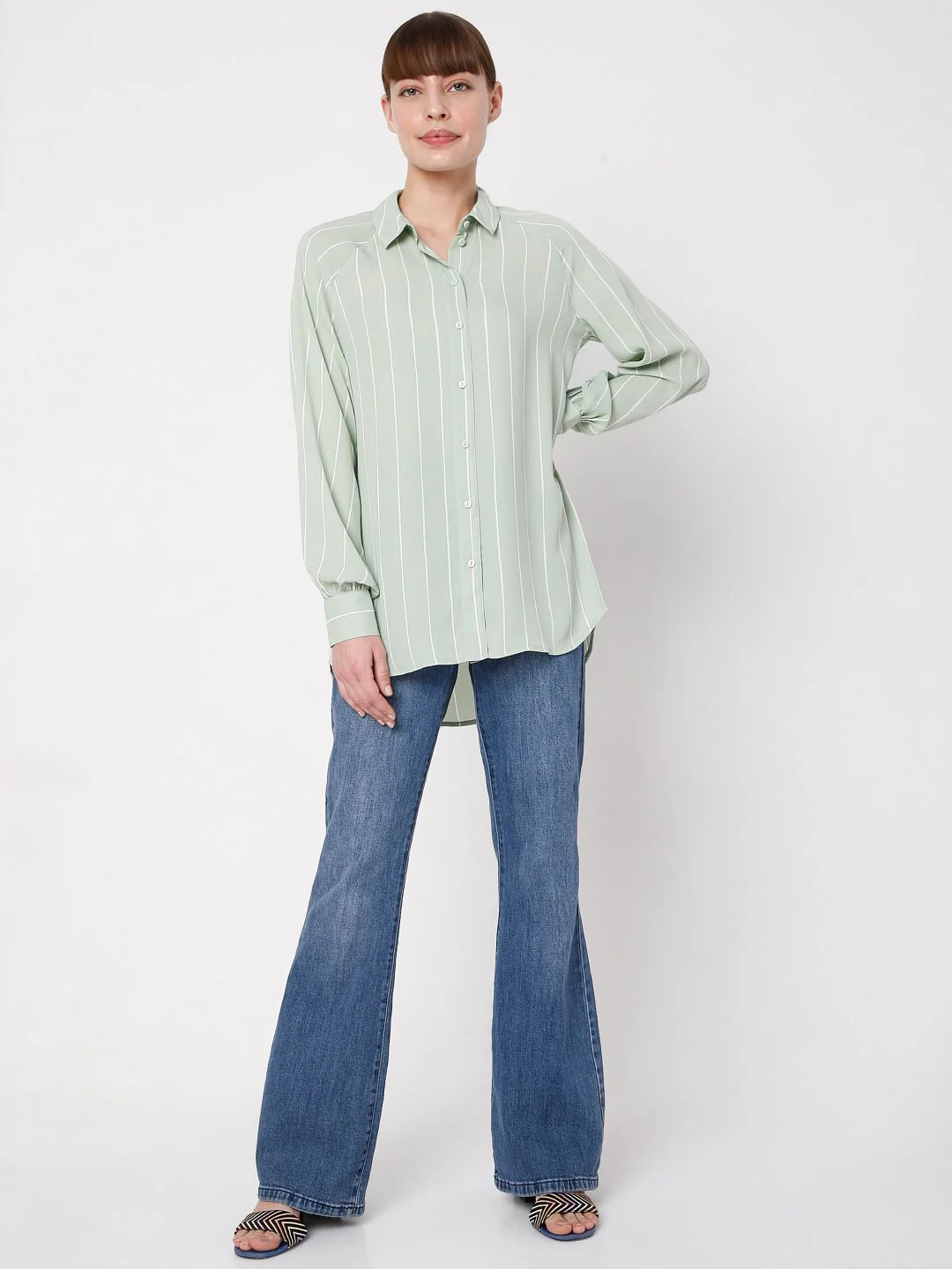 Green Vertical Stripe Shirt - Image 5