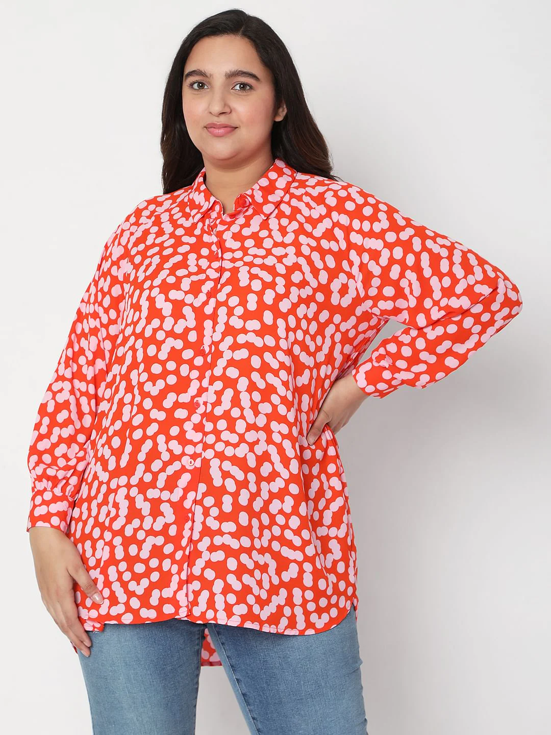 Curve Coral Polka Shirt - Image 2