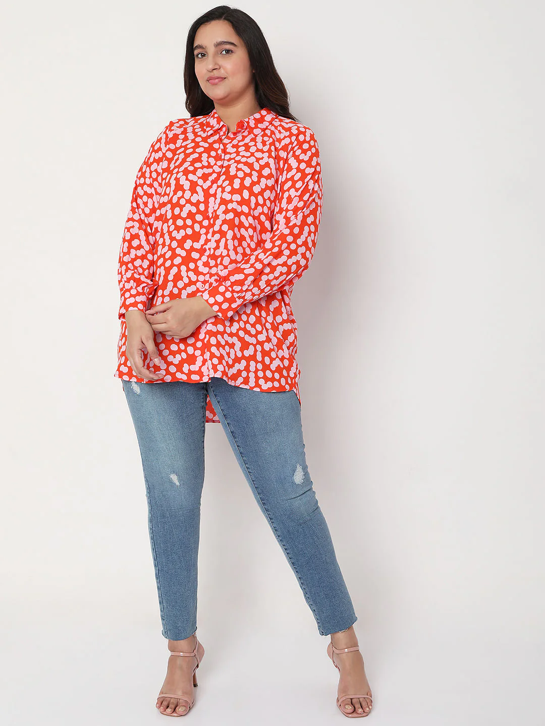 Curve Coral Polka Shirt - Image 5