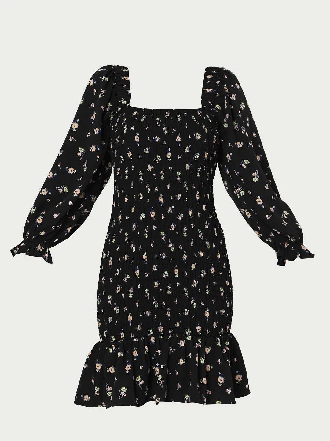 Black Floral Smock Shift Dress - Image 7