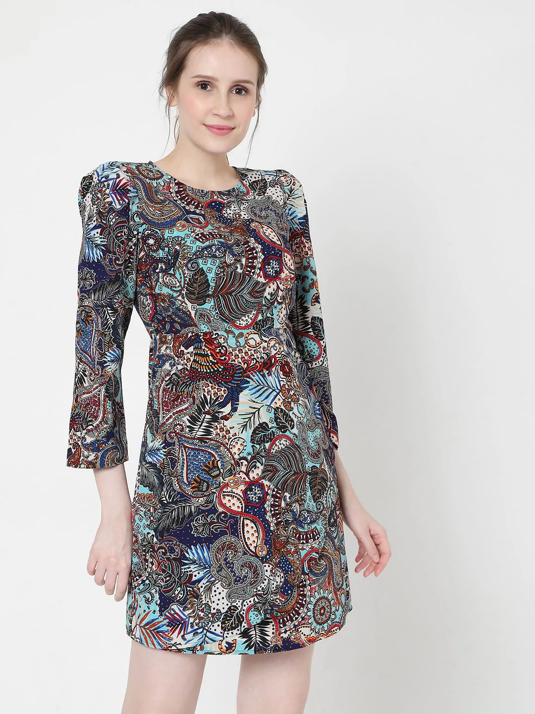 Blue Paisley Print Fit & Flare Dress - Image 2