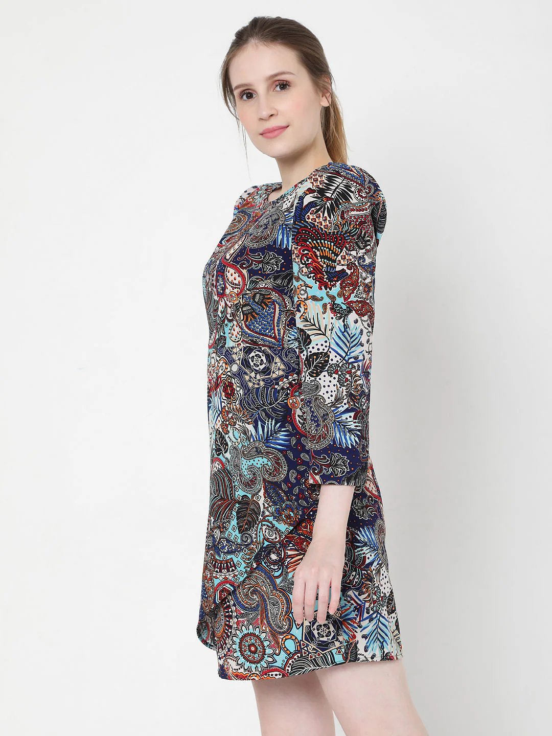Blue Paisley Print Fit & Flare Dress - Image 3